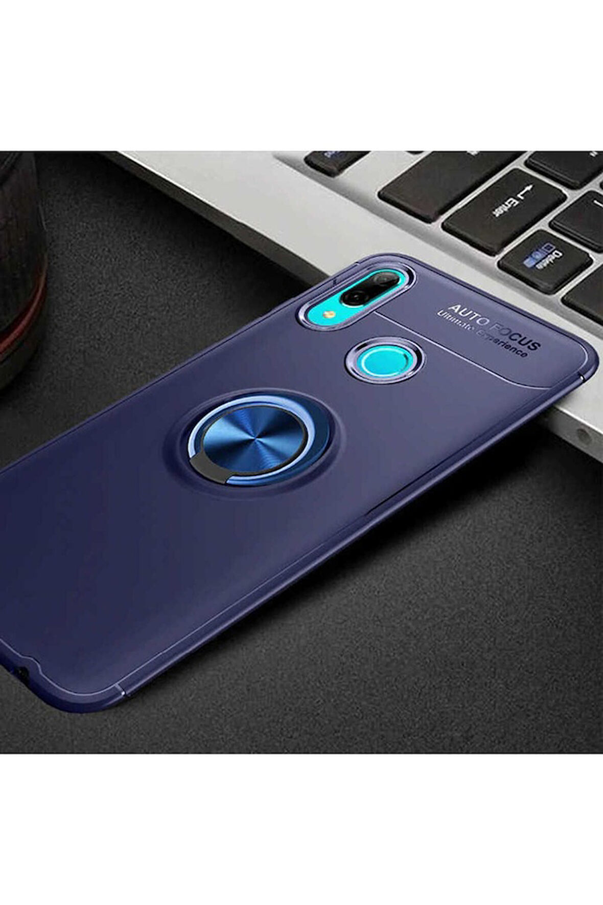 Huawei Y6S 2019 Uyumlu Kılıf Zore Ravel Silikon Kapak Siyah-Mavi