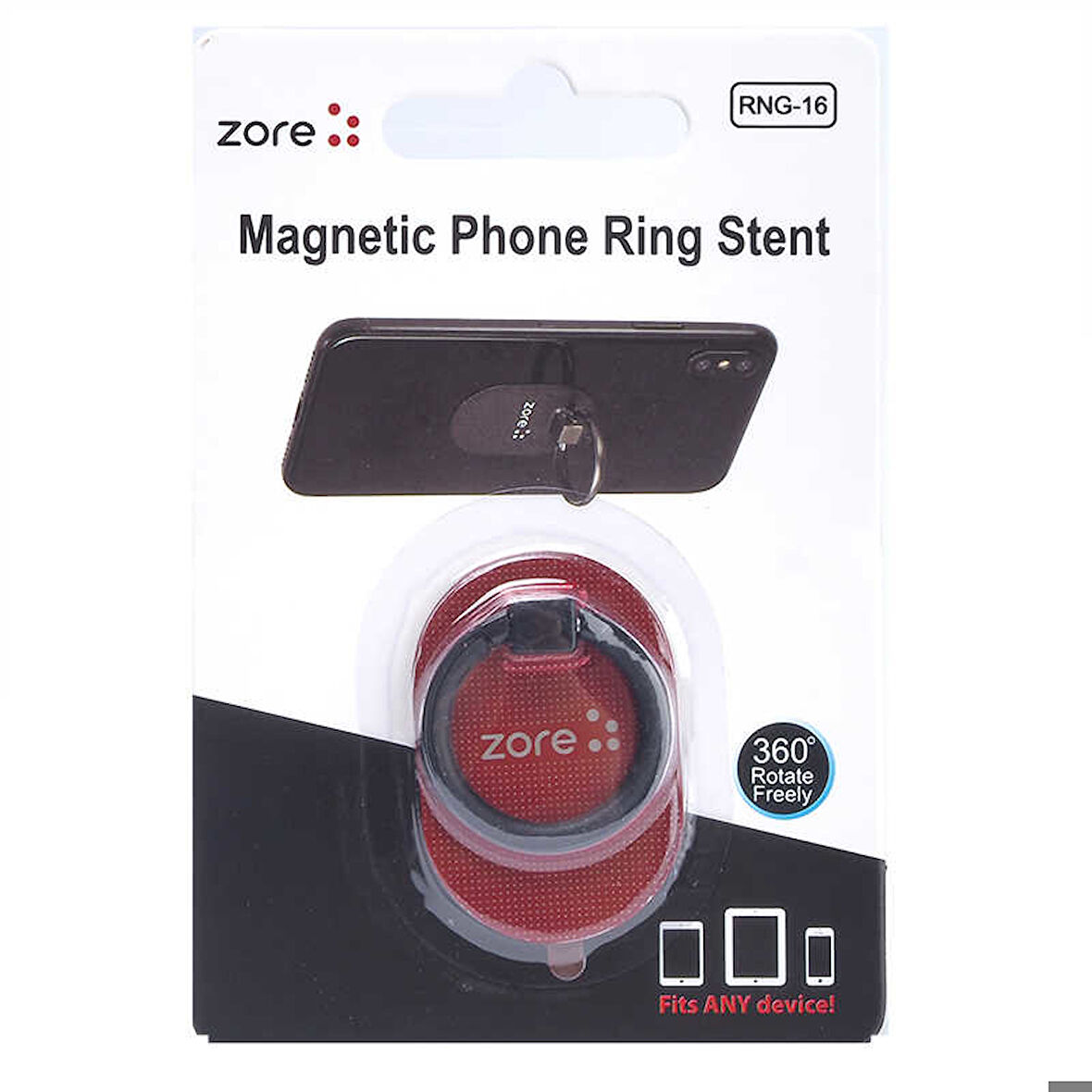 Zore RNG-16 Ring Telefon Yüzük Tutucu Aparat Siyah