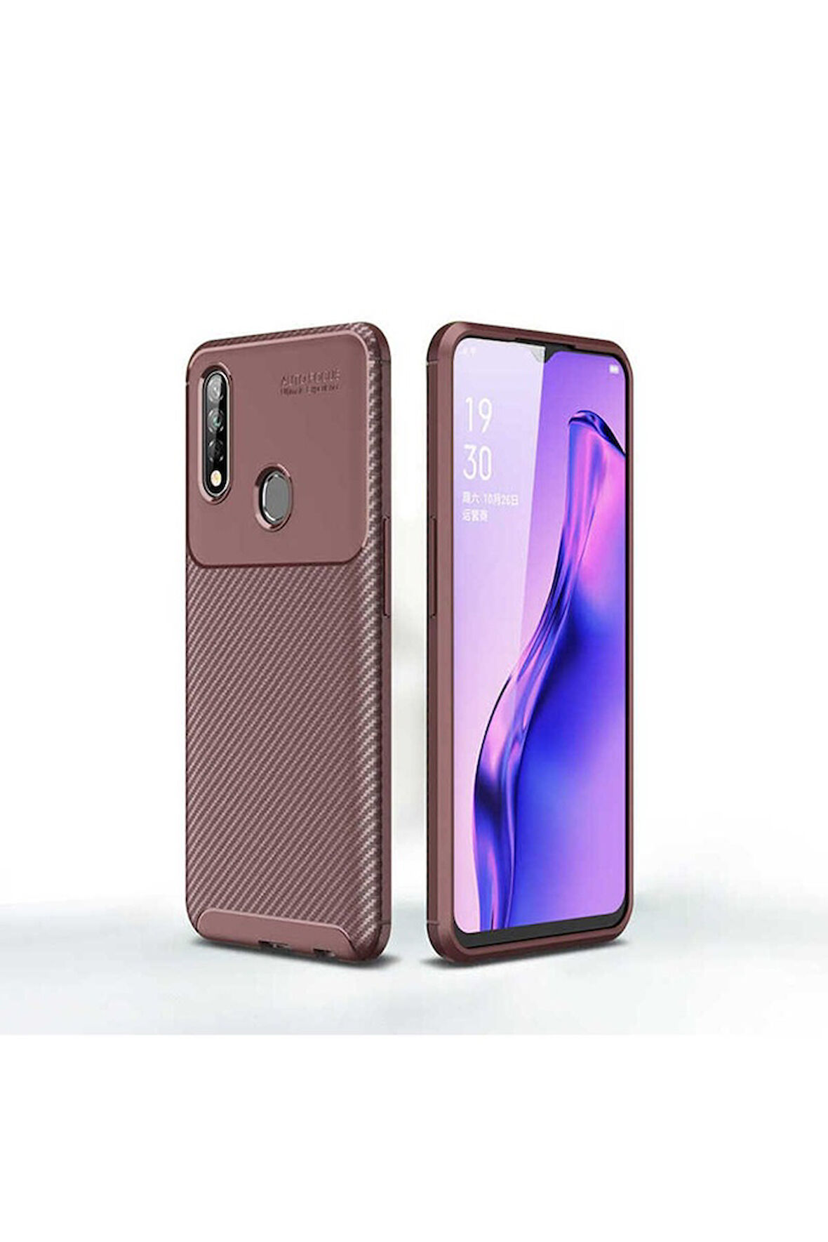 Oppo A31 Uyumlu Kılıf Zore Negro Silikon Kapak Kahverengi