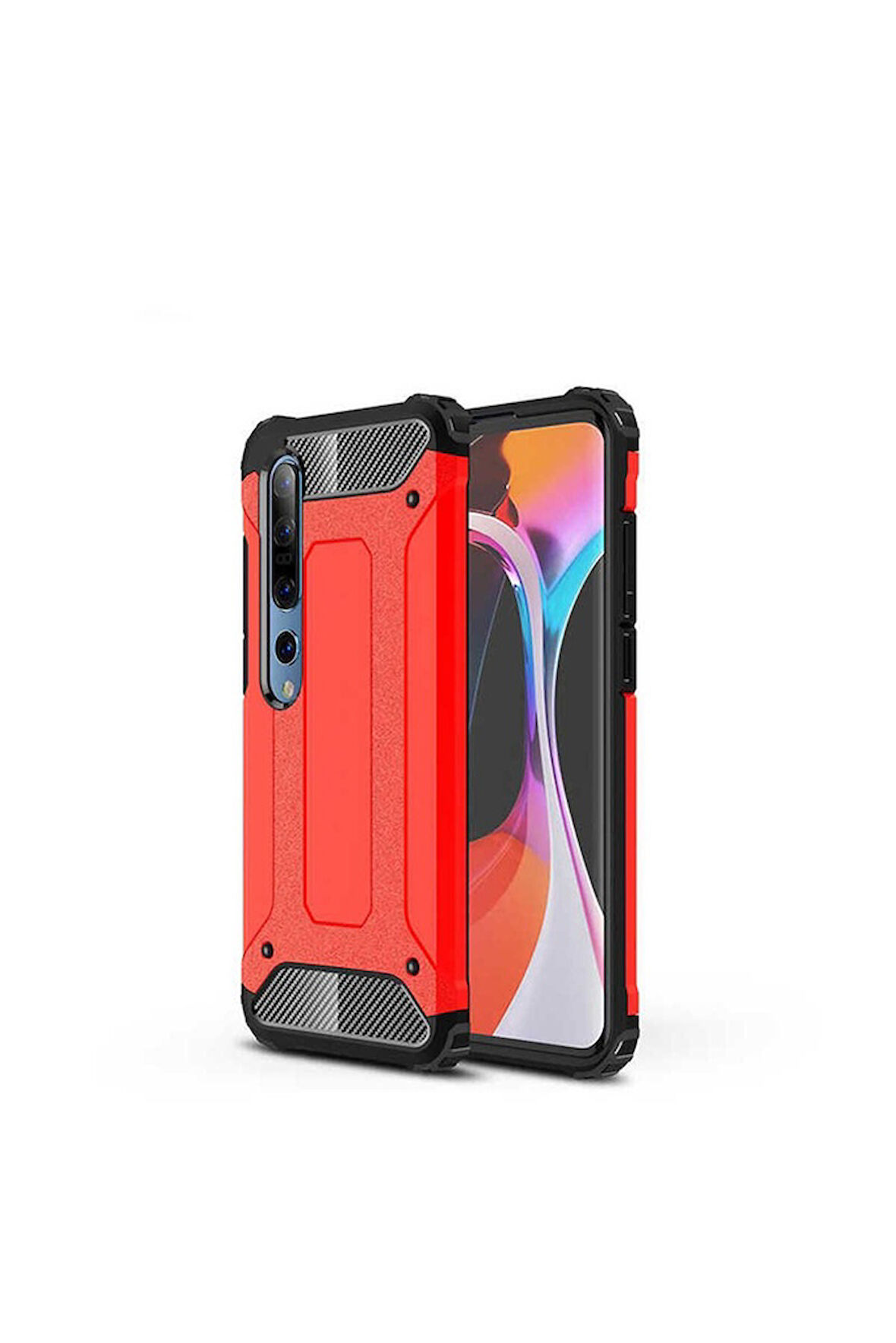 Xiaomi Mi 10 Uyumlu Kılıf Zore Crash Silikon Kapak Kırmızı
