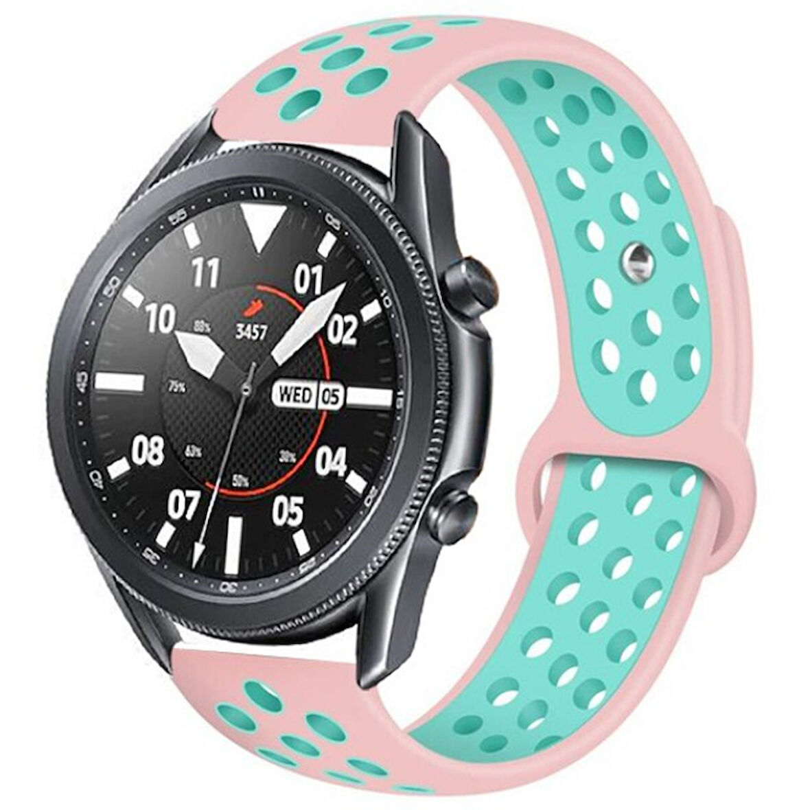 Xiaomi  Amazfit Pace Uyumlu Kordon Silikon Esnek Yumuşak Delikli Spor KRD-02 Kayış Pembe-Yeşil