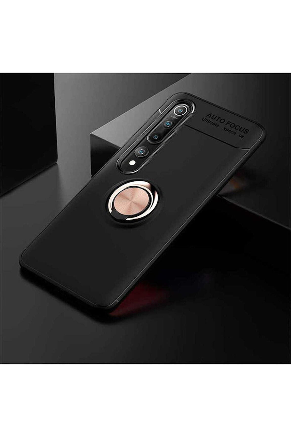 Xiaomi Mi 10 Uyumlu Kılıf Zore Ravel Silikon Kapak Siyah-Rose Gold