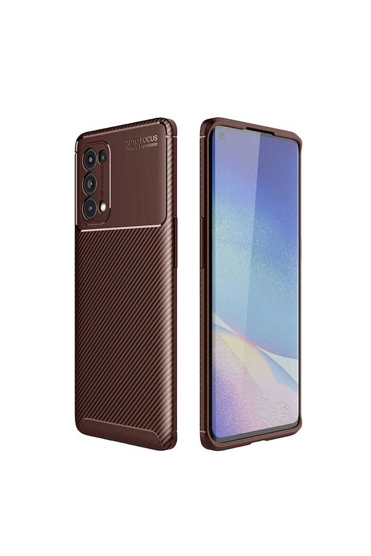 Oppo Reno 5 Pro 5G Uyumlu Kılıf Zore Negro Silikon Kapak Kahverengi