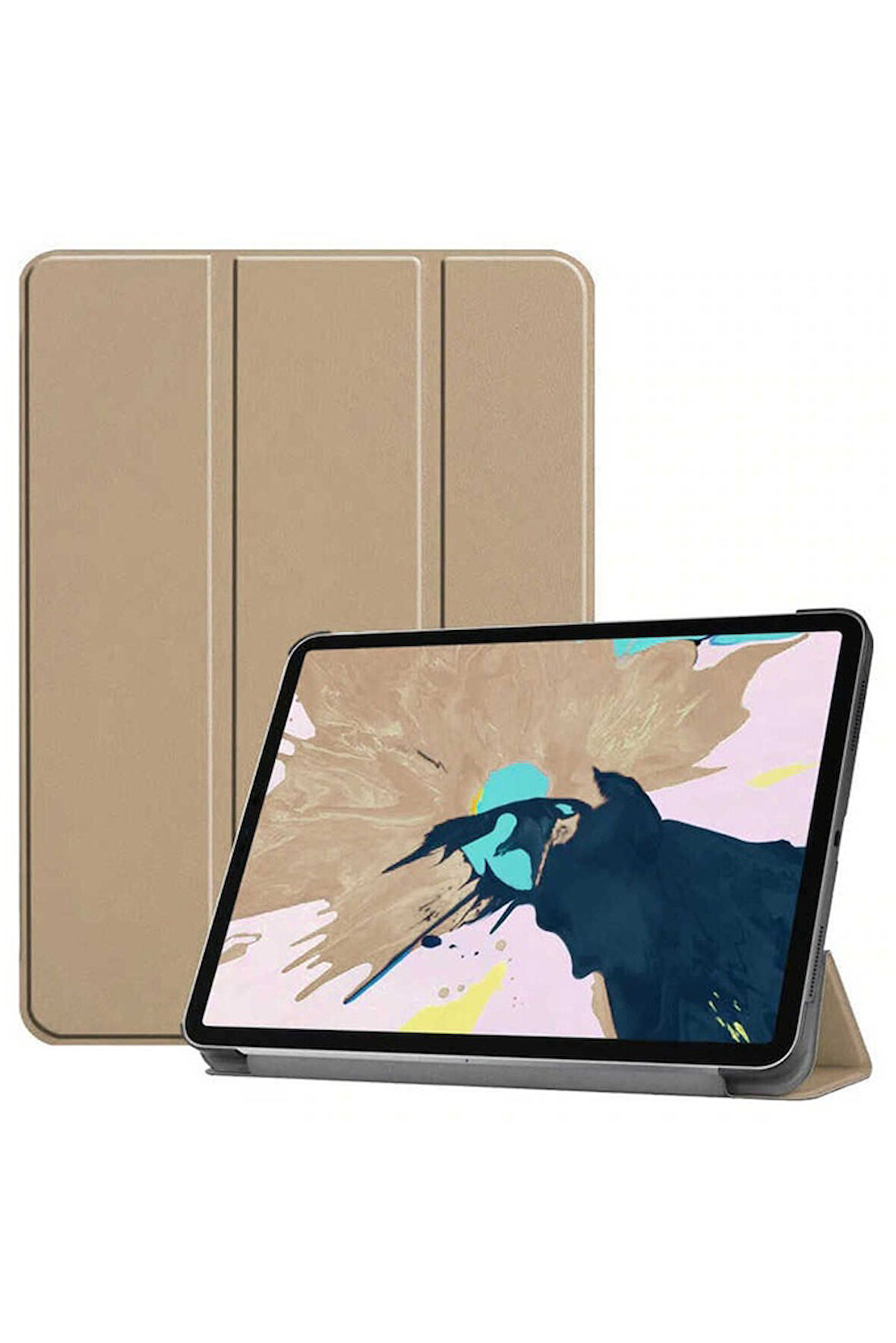 Apple iPad Pro 11 2020 (2.Nesil) Uyumlu Zore Smart Cover Standlı 1-1 Kılıf Gold