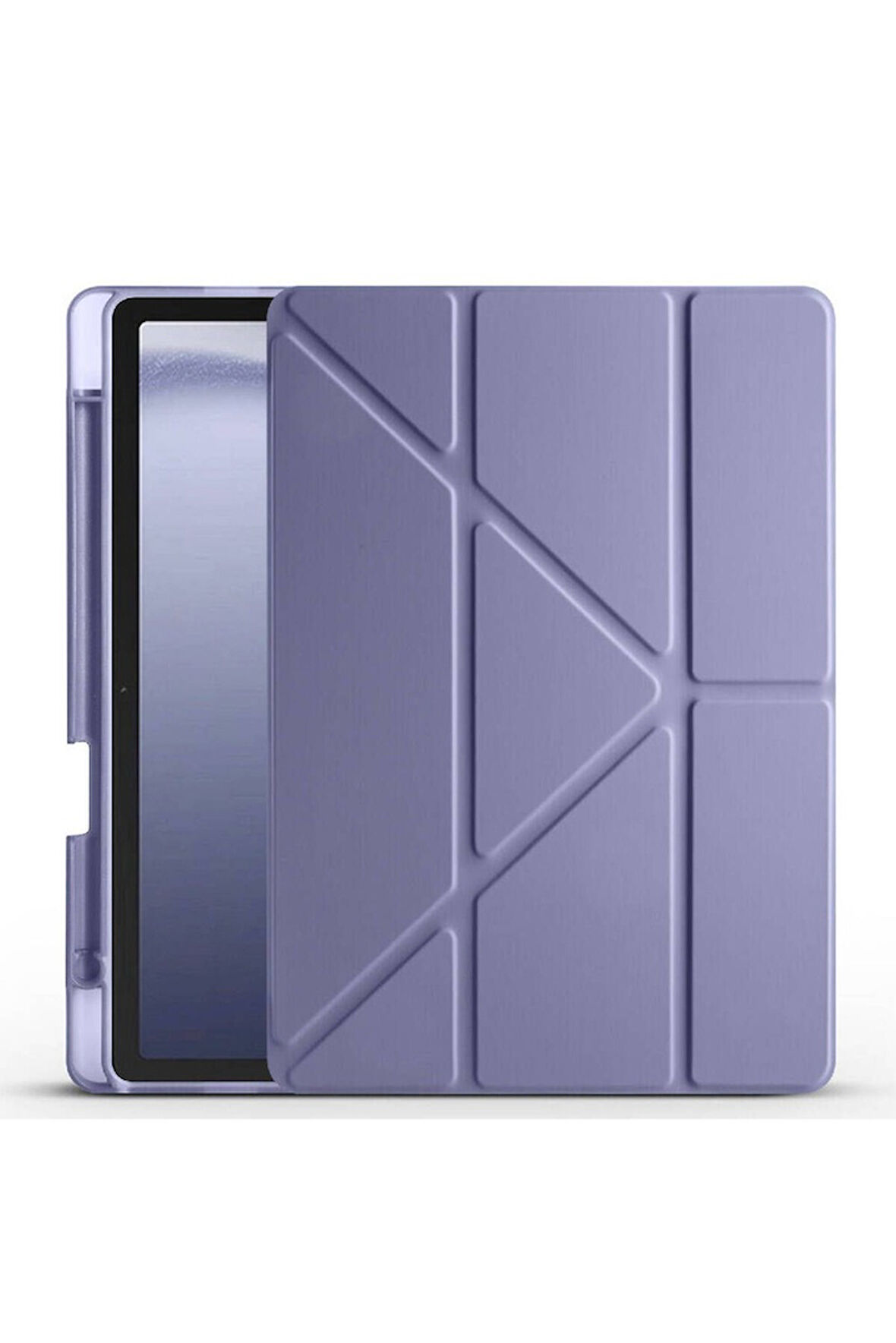 Samsung Galaxy Tab A9 Plus Uyumlu Kılıf Zore Tri Folding Kalem Bölmeli Standlı Kılıf Mor