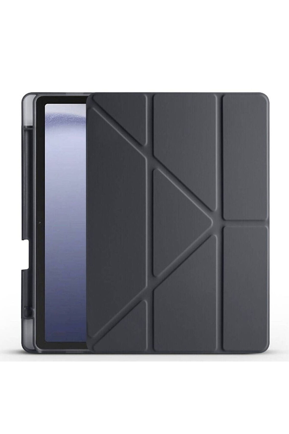 Samsung Galaxy Tab A9 Plus Uyumlu Kılıf Zore Tri Folding Kalem Bölmeli Standlı Kılıf Siyah