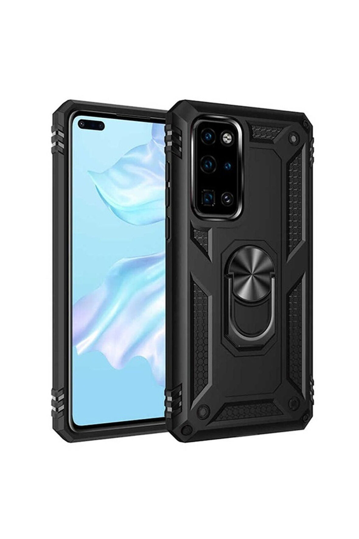 Huawei P40 Uyumlu Kılıf Zore Vega Kapak Siyah