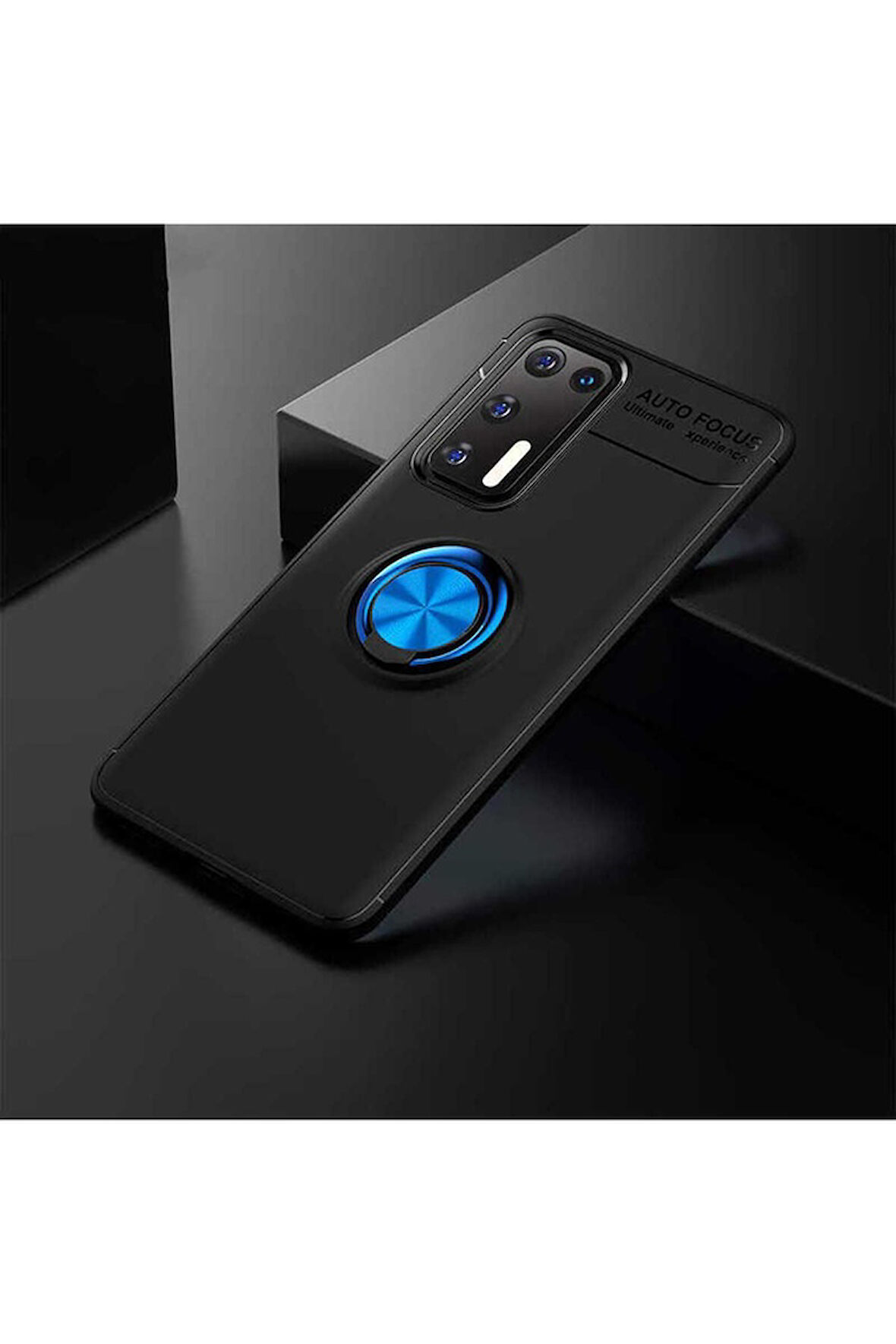 Huawei P40 Uyumlu Kılıf Zore Ravel Silikon Kapak Siyah-Mavi