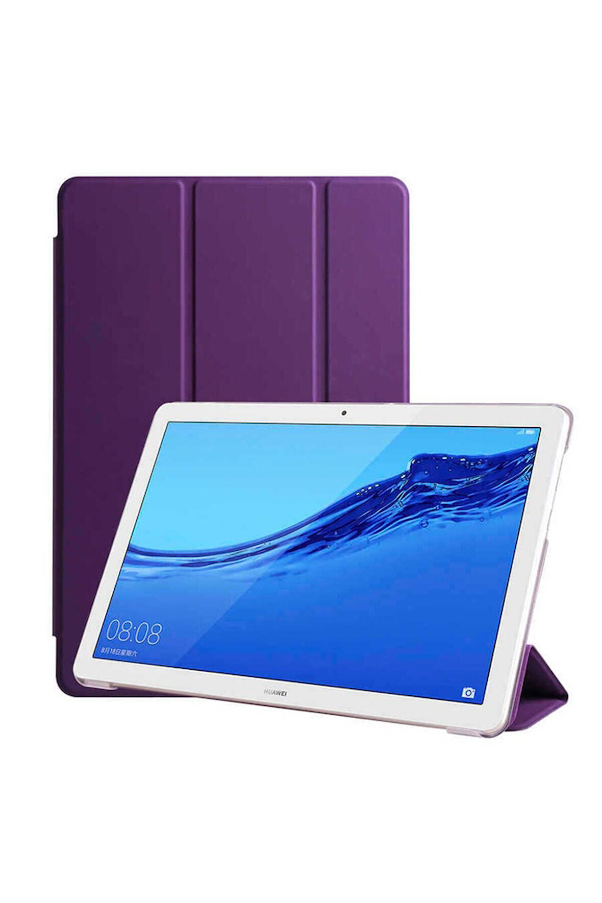 Huawei T5 10 inç Uyumlu Zore Smart Cover Standlı 1-1 Kılıf Mor