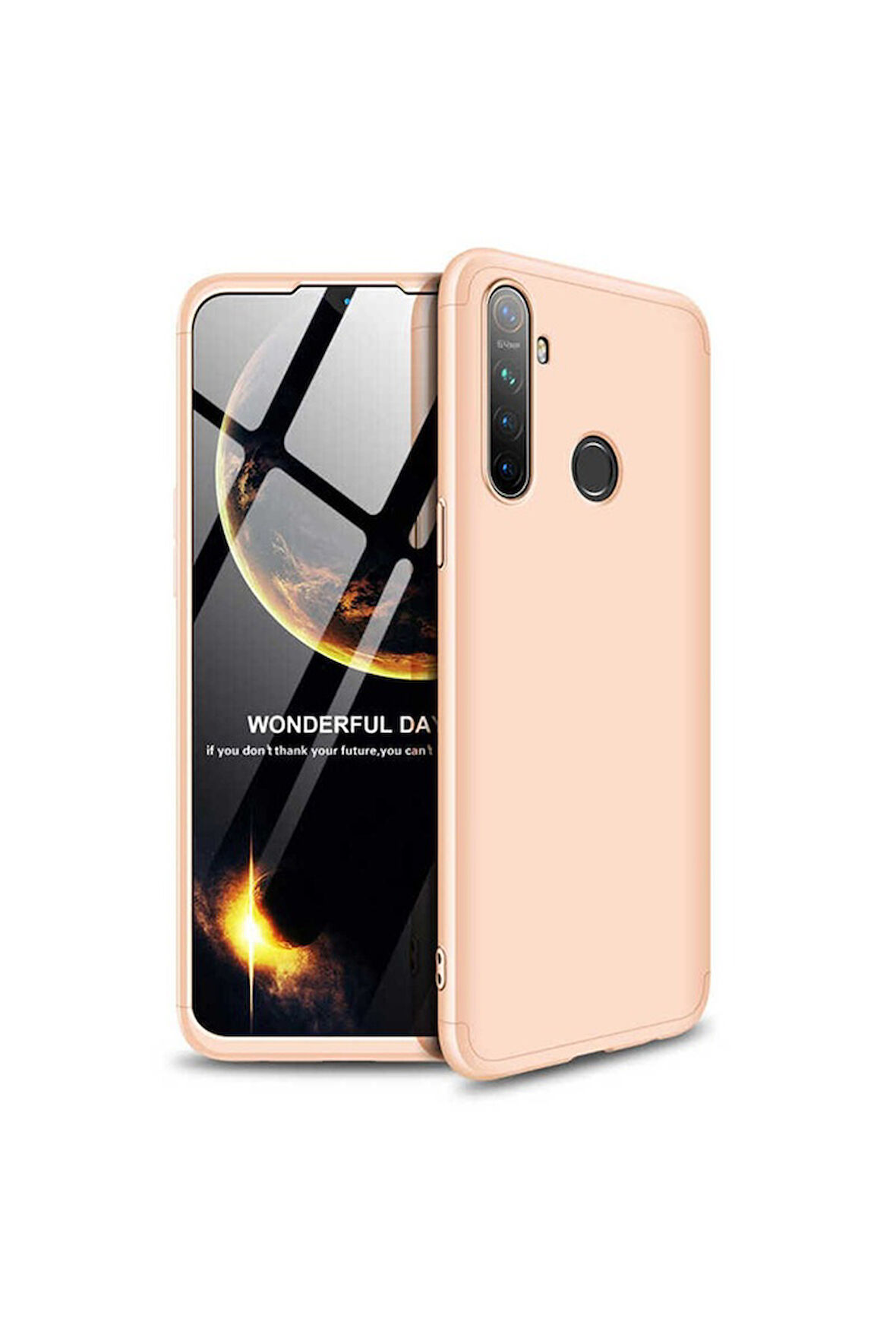 Realme 5 Uyumlu Kılıf Zore Ays Kapak Gold