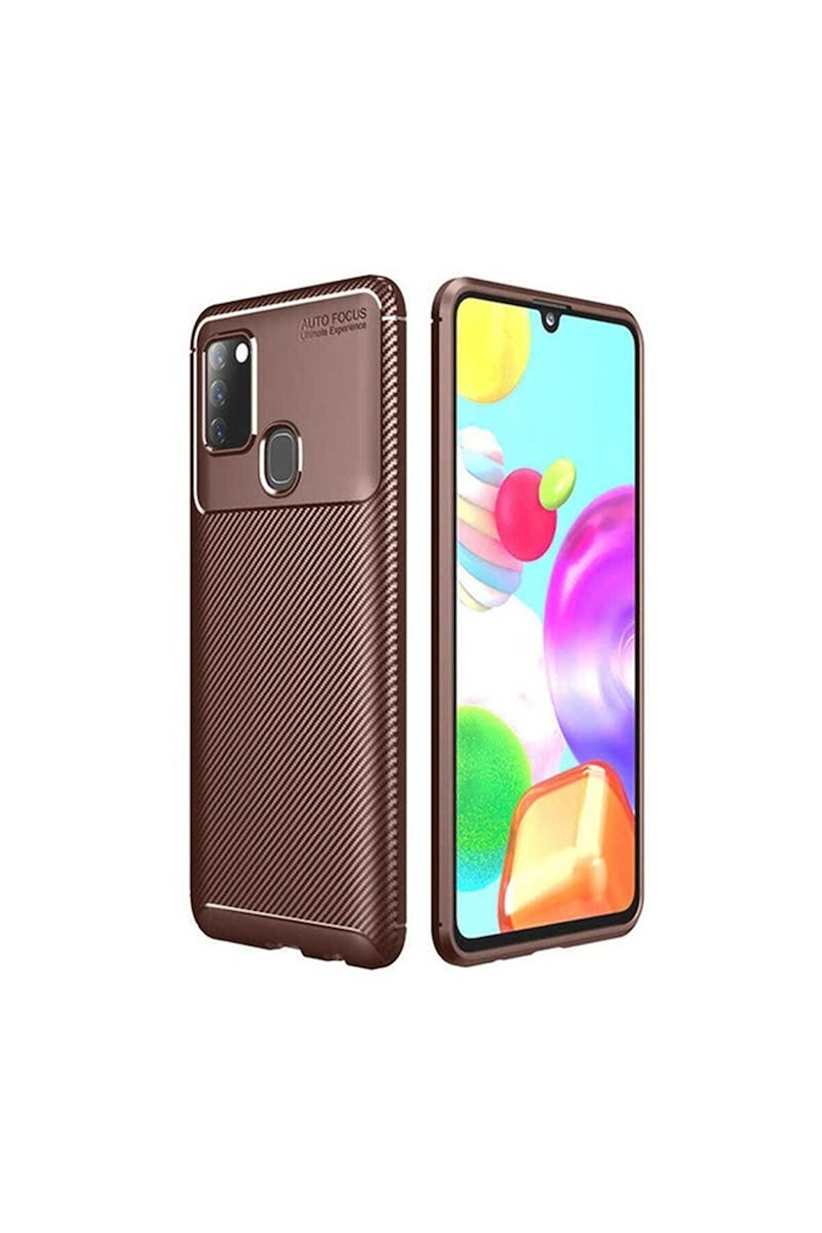 Samsung Galaxy A21S Uyumlu Kılıf Zore Negro Silikon Kapak Kahverengi