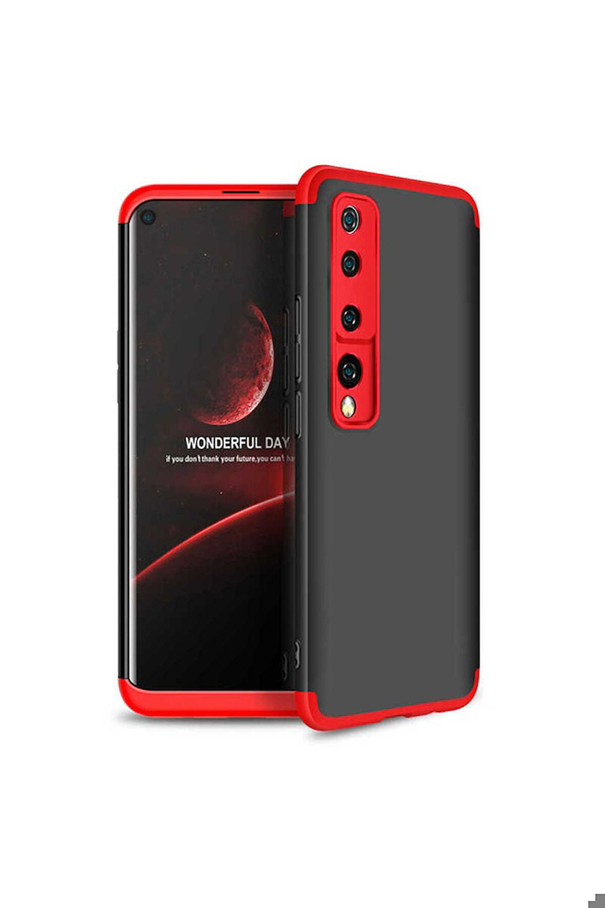 Xiaomi Mi 10 Uyumlu Kılıf Zore Ays Kapak Siyah-Kırmızı