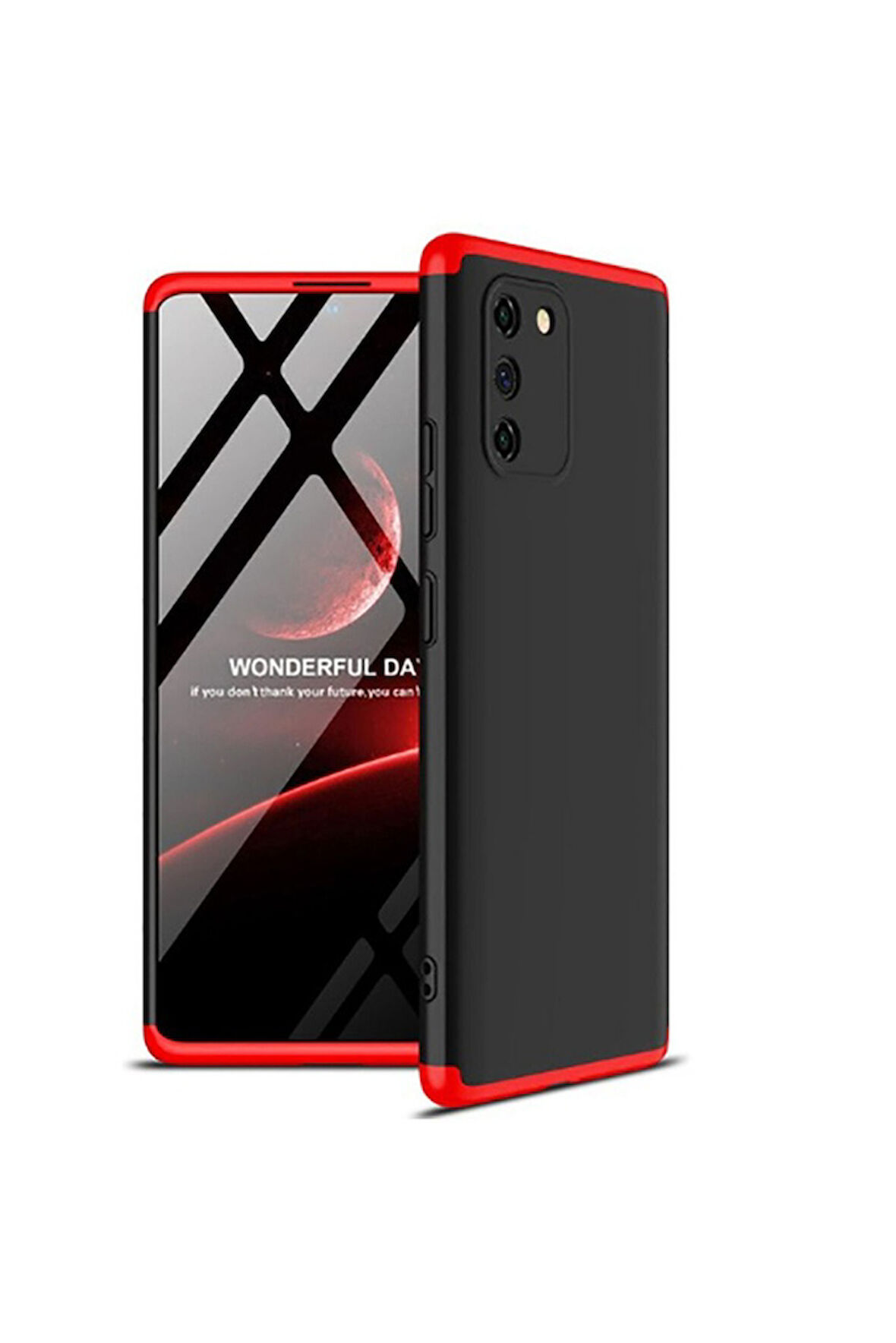 Samsung Galaxy A91 (S10 Lite) Uyumlu Kılıf Zore Ays Kapak Siyah-Kırmızı