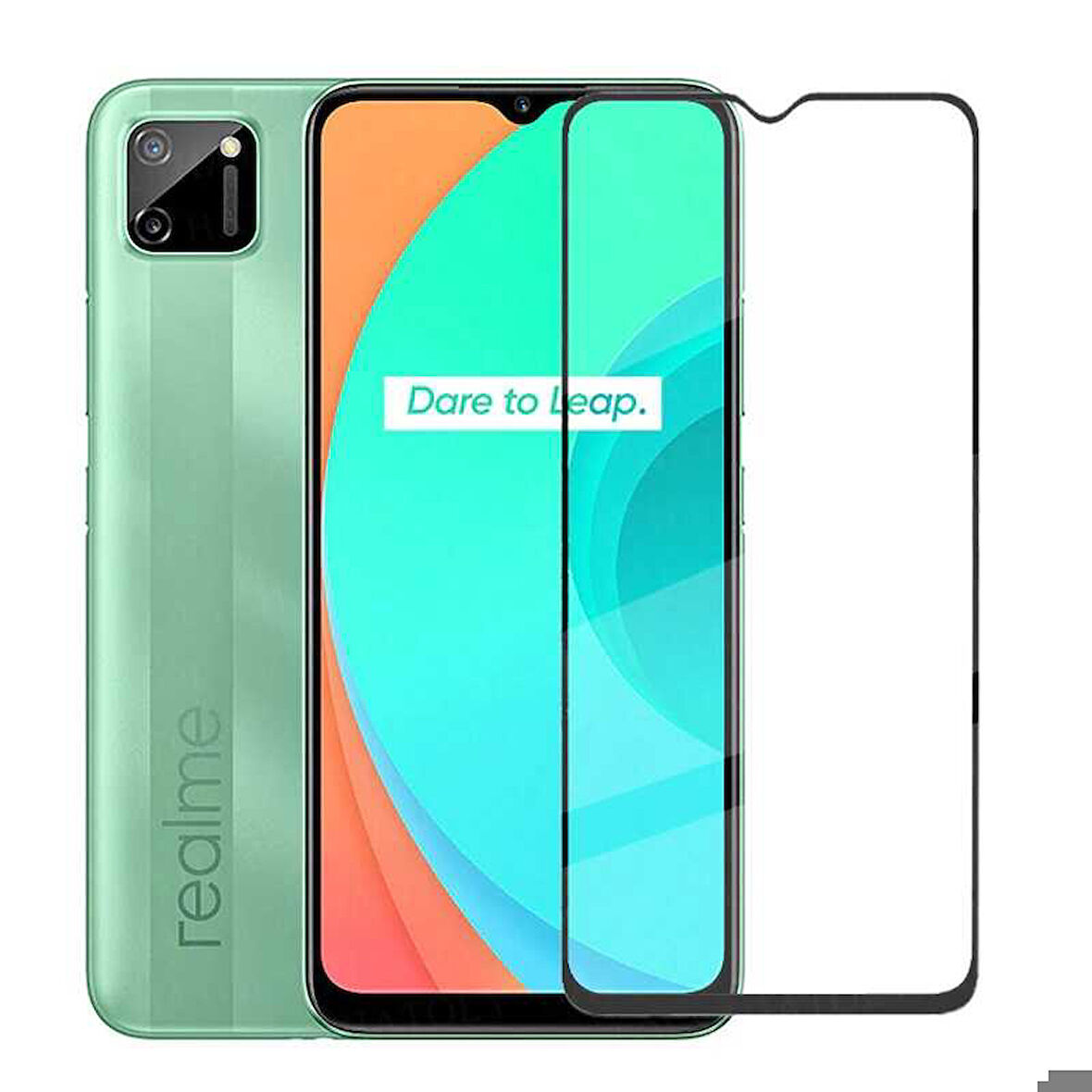 Realme C11 Uyumlu Zore Kenarları Kırılmaya Dayanıklı Cam Ekran Koruyucu