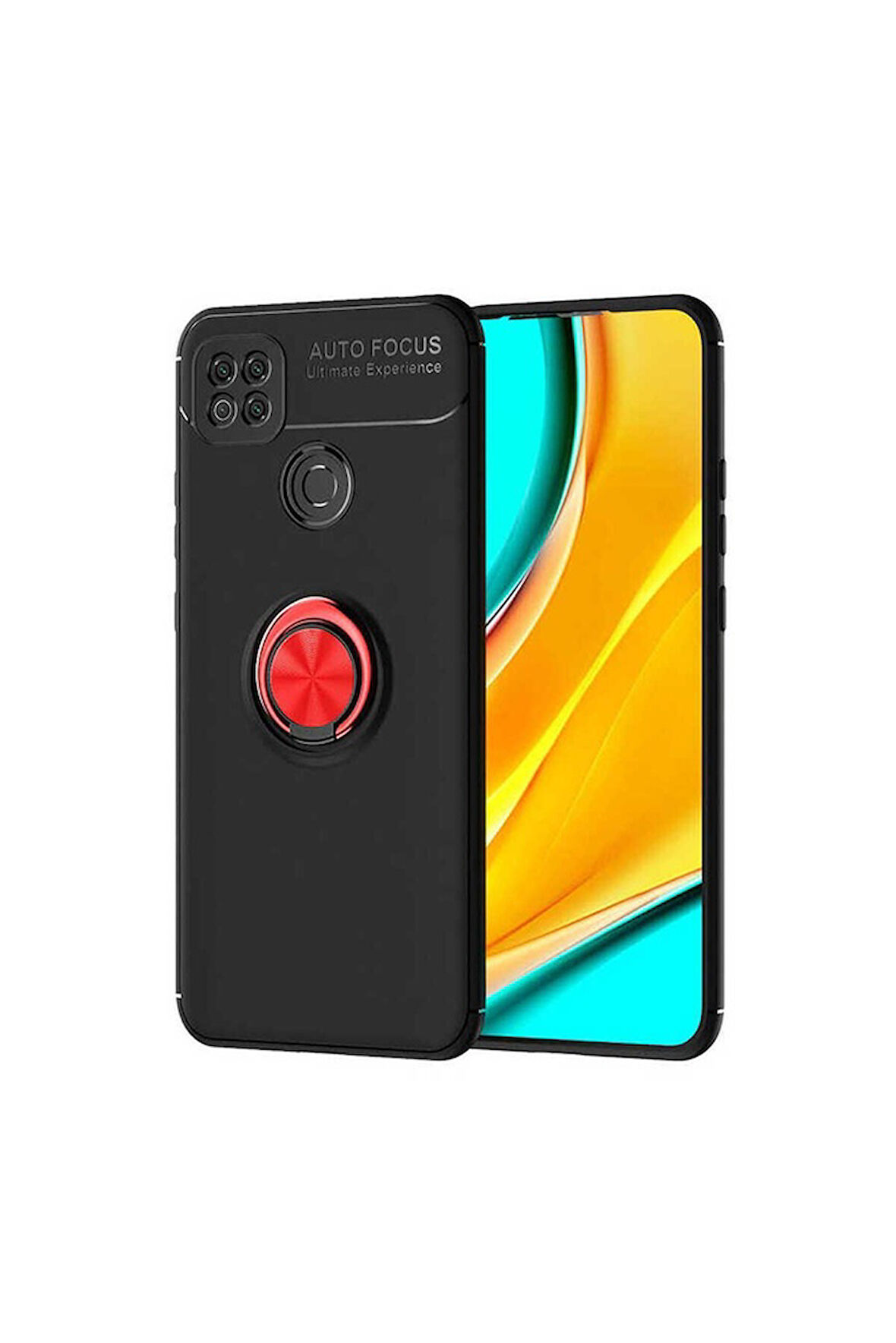 Xiaomi Redmi 9C Uyumlu Kılıf Zore Ravel Silikon Kapak Siyah-Kırmızı