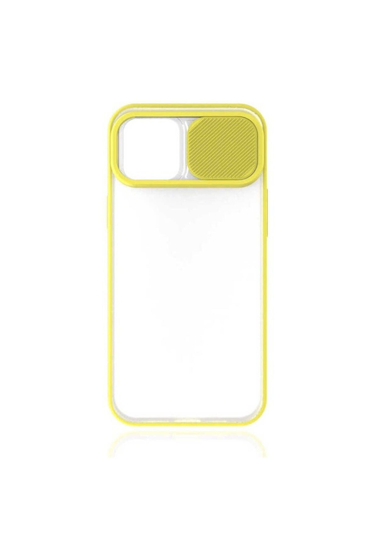 Apple iPhone 12 Uyumlu Kılıf Zore Lensi Kapak Sarı
