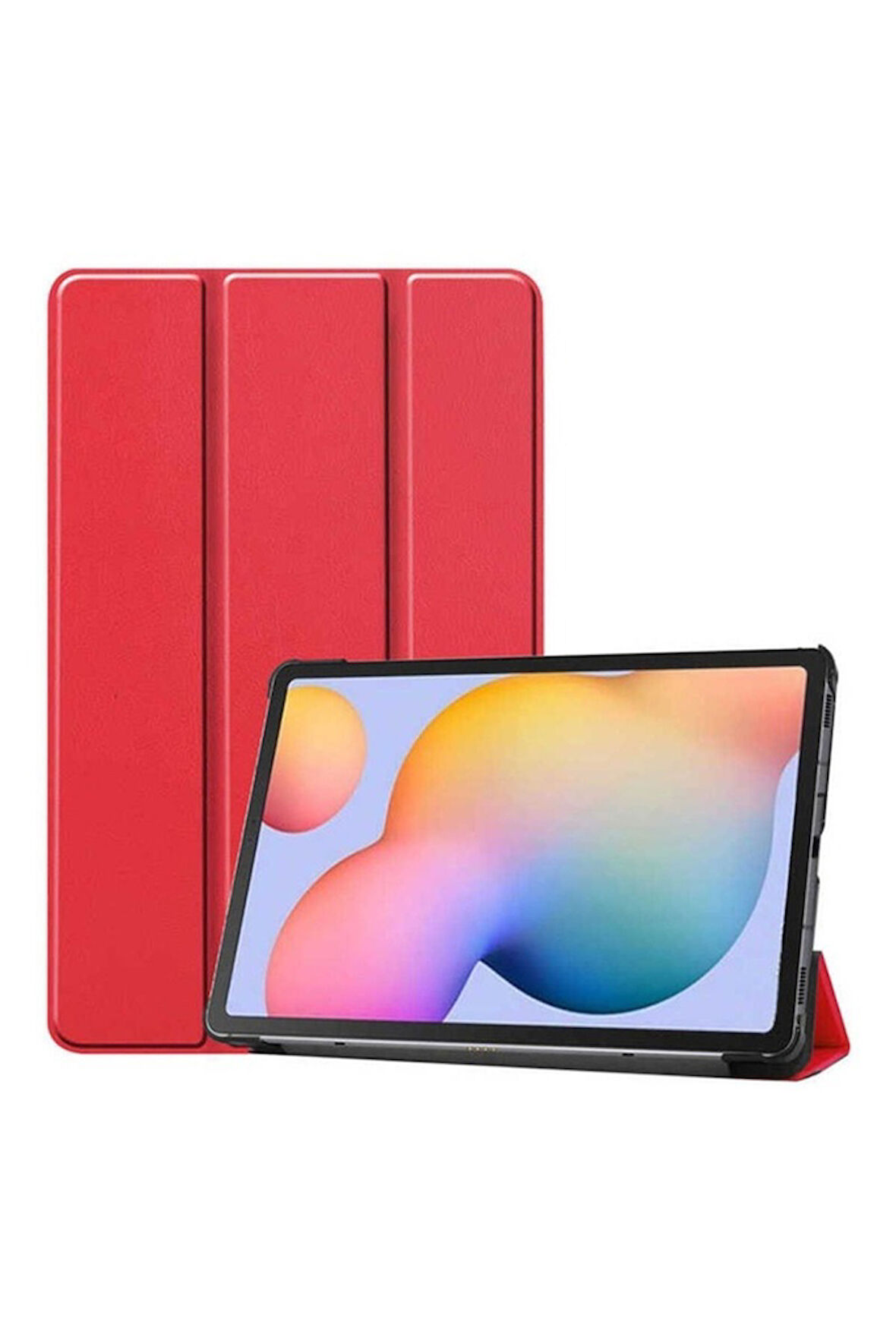 Samsung Galaxy Tab A7 10.4 T500 (2020) Uyumlu Zore Smart Cover Standlı 1-1 Kılıf Kırmızı