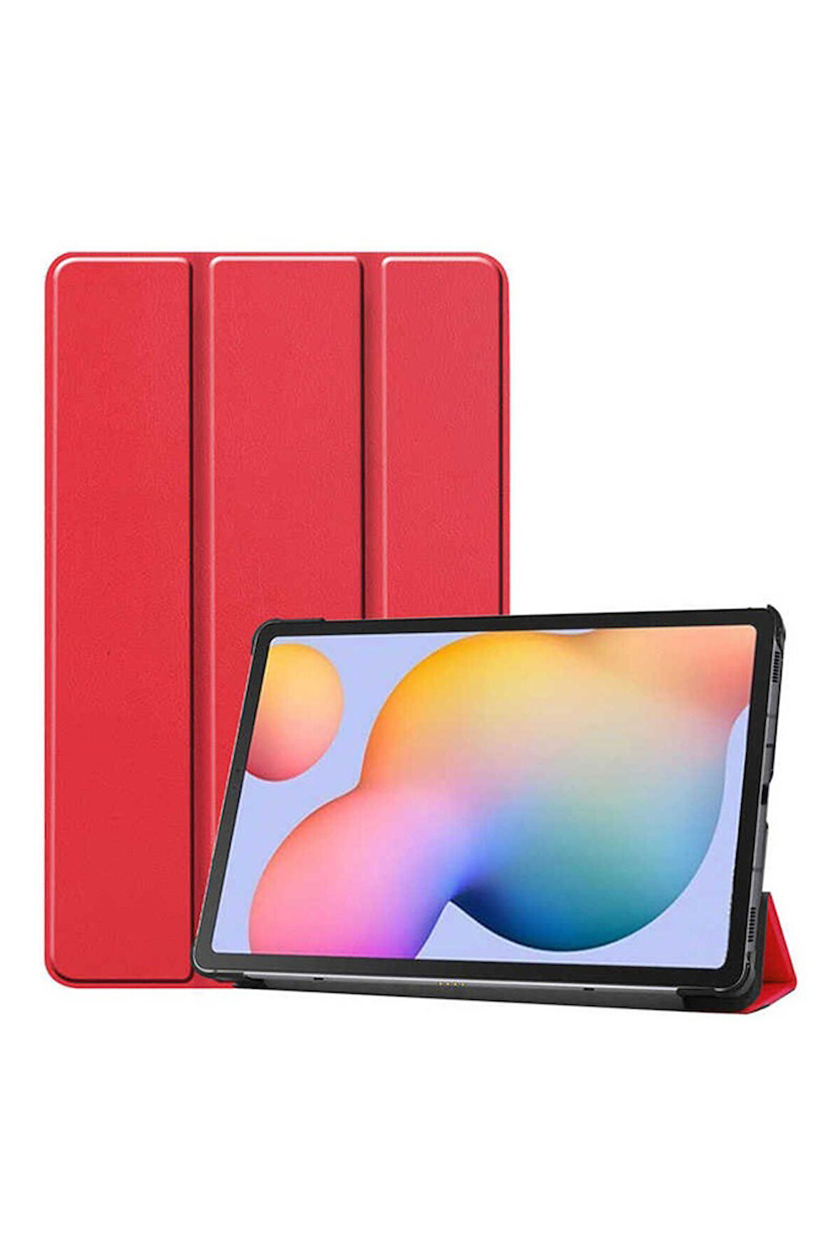 Samsung Galaxy Tab S7 T870 Uyumlu Zore Smart Cover Standlı 1-1 Kılıf Kırmızı