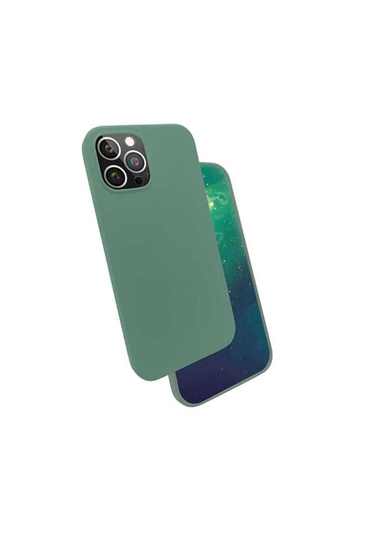 Apple iPhone 12 Pro Uyumlu Kılıf Zore Silk Silikon Koyu Yeşil