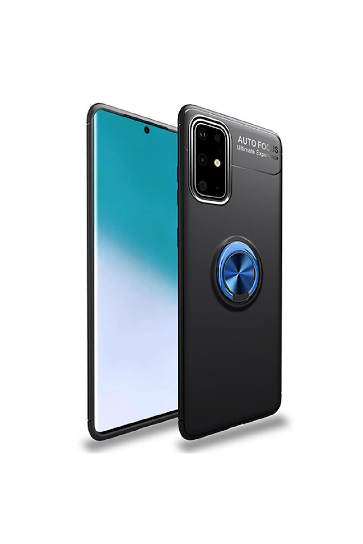 Samsung Galaxy M31S Uyumlu Kılıf Zore Ravel Silikon Kapak Siyah-Mavi