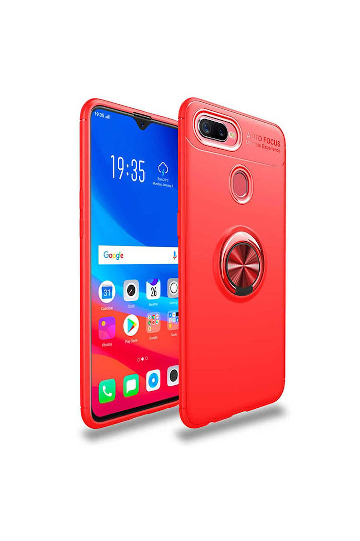 Oppo A12 Uyumlu Kılıf Zore Ravel Silikon Kapak Kırmızı