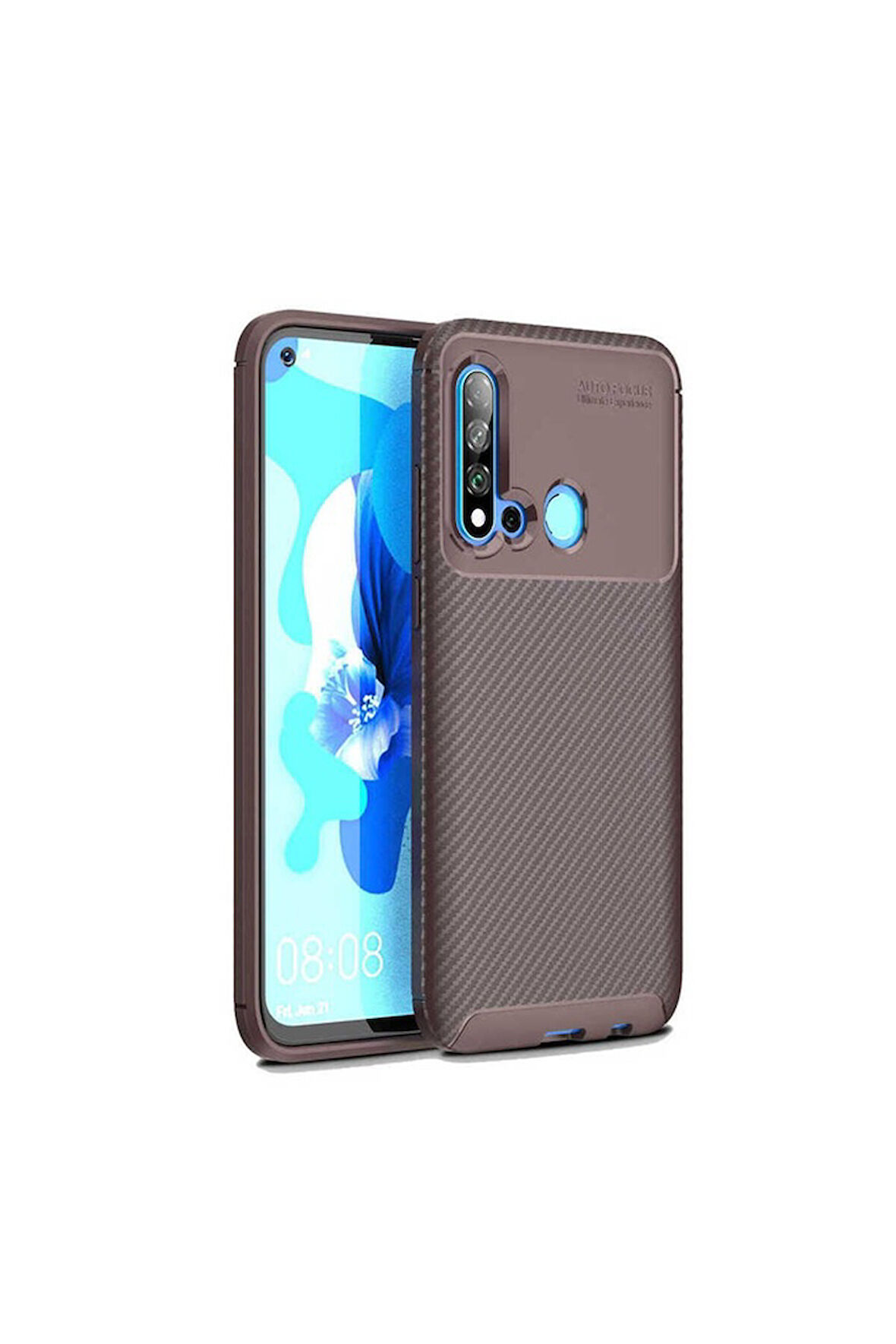 Huawei P20 Lite 2019 Uyumlu Kılıf Zore Negro Silikon Kapak Kahverengi
