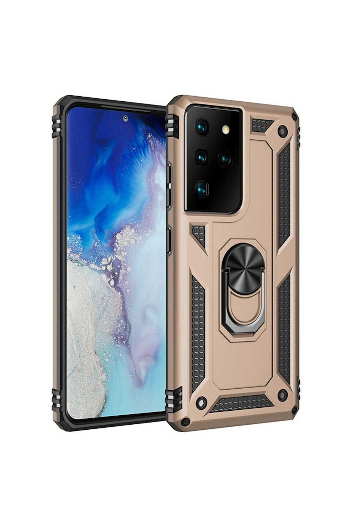 Samsung Galaxy S21 Ultra Uyumlu Kılıf Zore Vega Kapak Gold