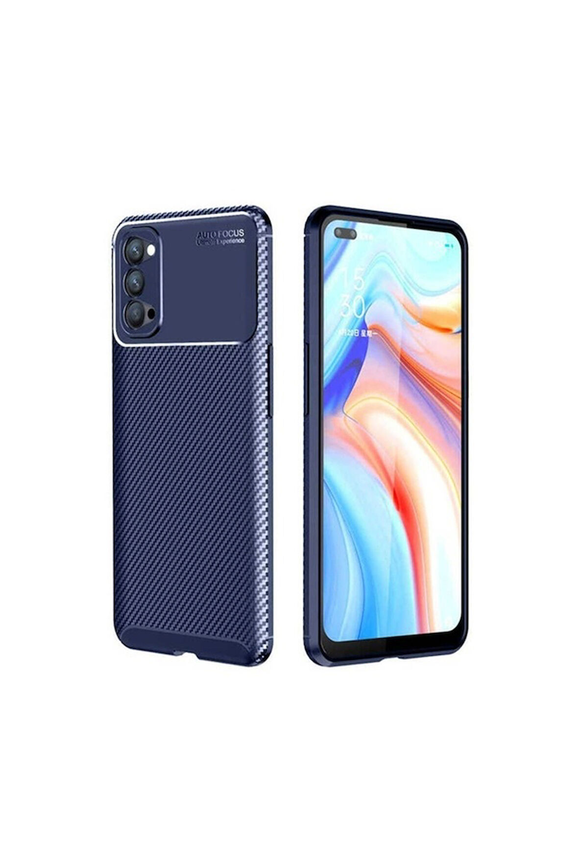 Oppo Reno 4 Uyumlu Kılıf Zore Negro Silikon Kapak Lacivert