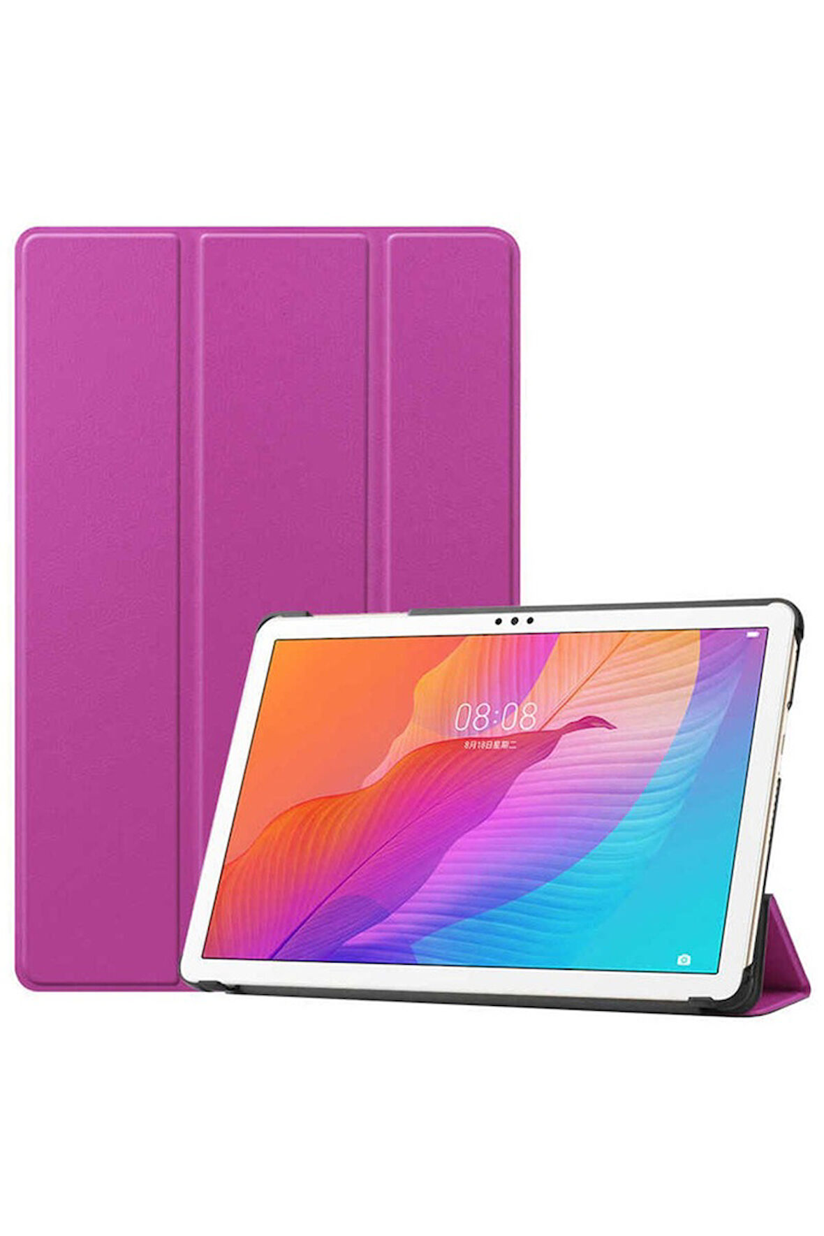 Huawei MatePad T10 Uyumlu Zore Smart Cover Standlı 1-1 Kılıf Pembe