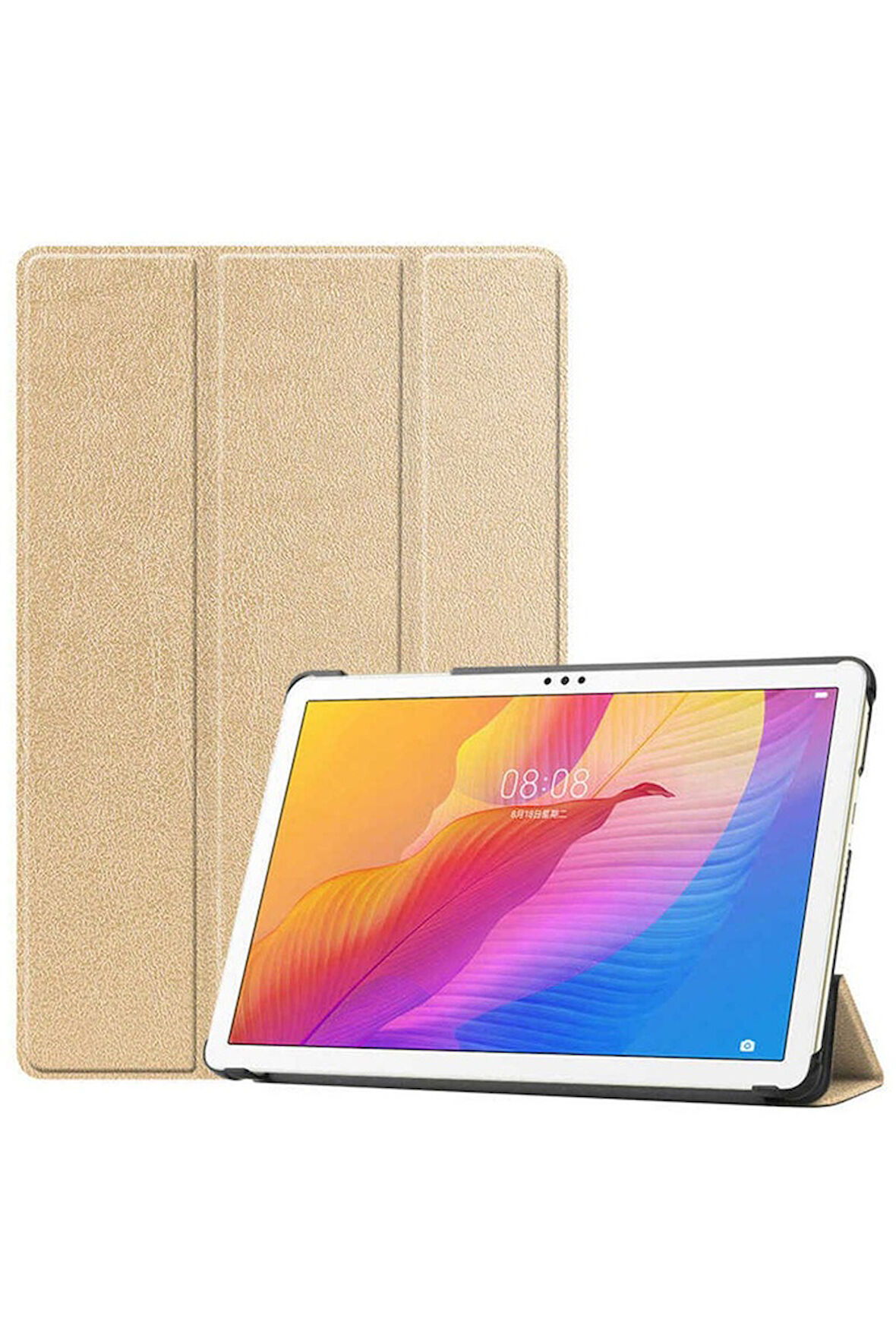 Huawei MatePad T10S Uyumlu Zore Smart Cover Standlı 1-1 Kılıf Gold