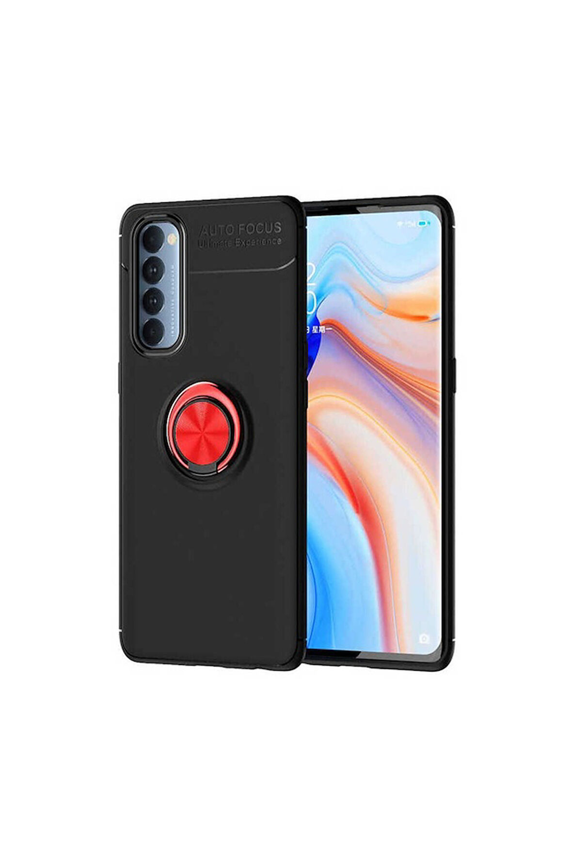 Oppo Reno 4 Pro 4G Uyumlu Kılıf Zore Ravel Silikon Kapak Siyah-Kırmızı