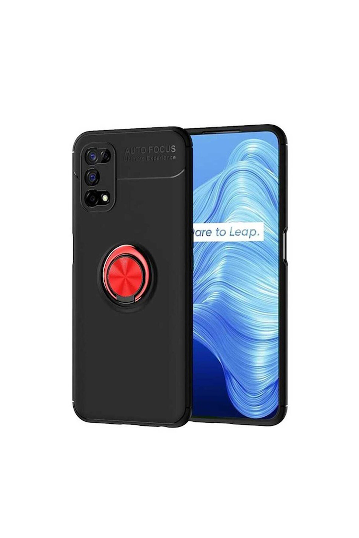 Realme 7 Pro Uyumlu Kılıf Zore Ravel Silikon Kapak Siyah-Kırmızı