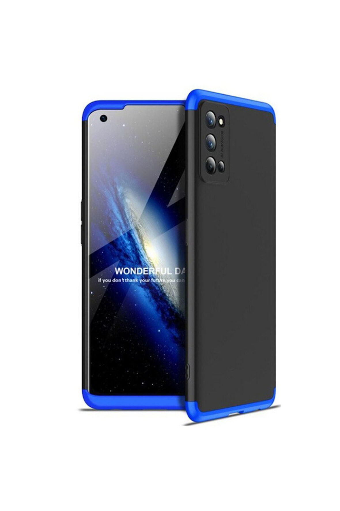 Realme 7 Pro Uyumlu Kılıf Zore Ays Kapak Siyah-Mavi