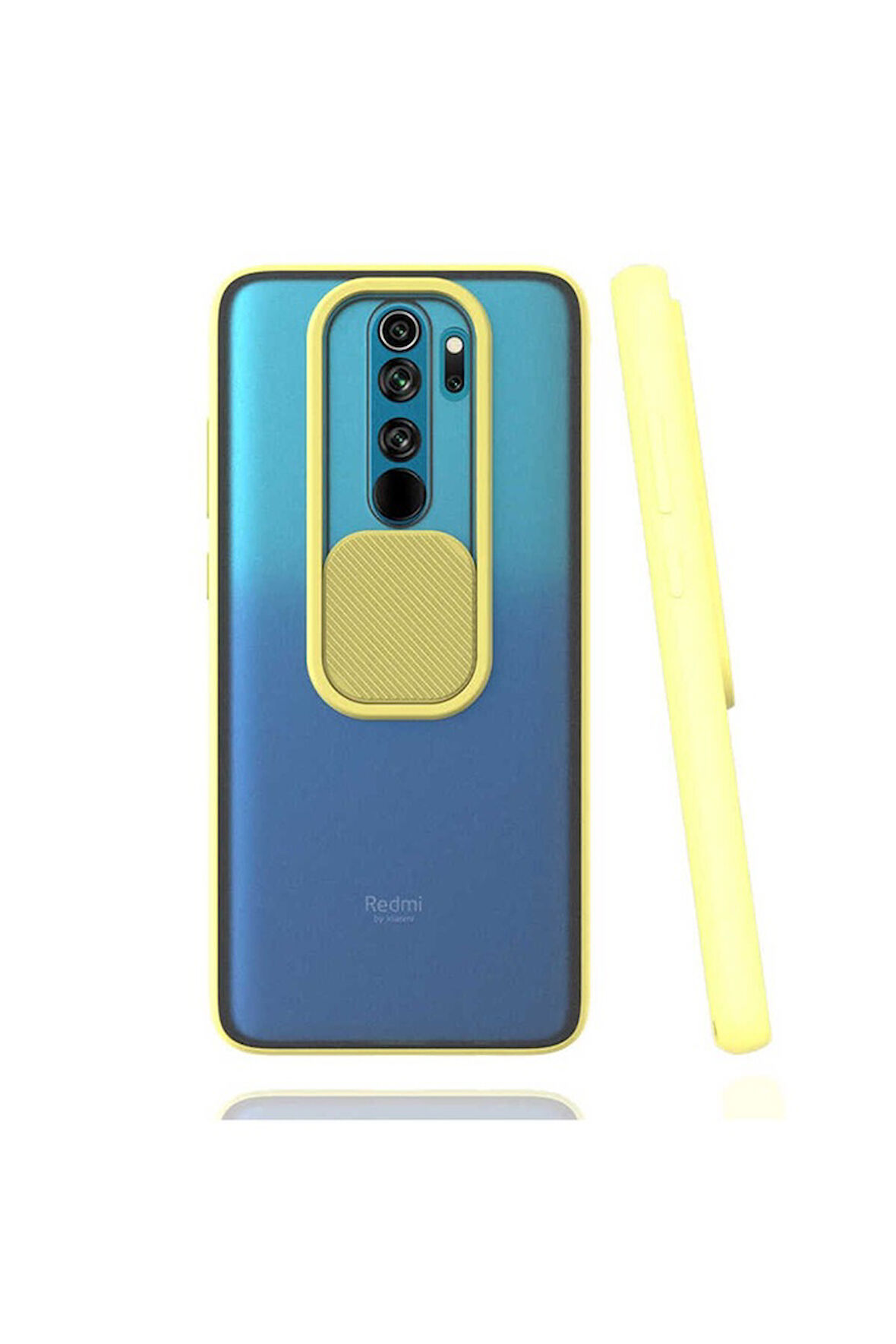 Xiaomi Redmi Note 8 Pro Uyumlu Kılıf Zore Lensi Kapak Sarı