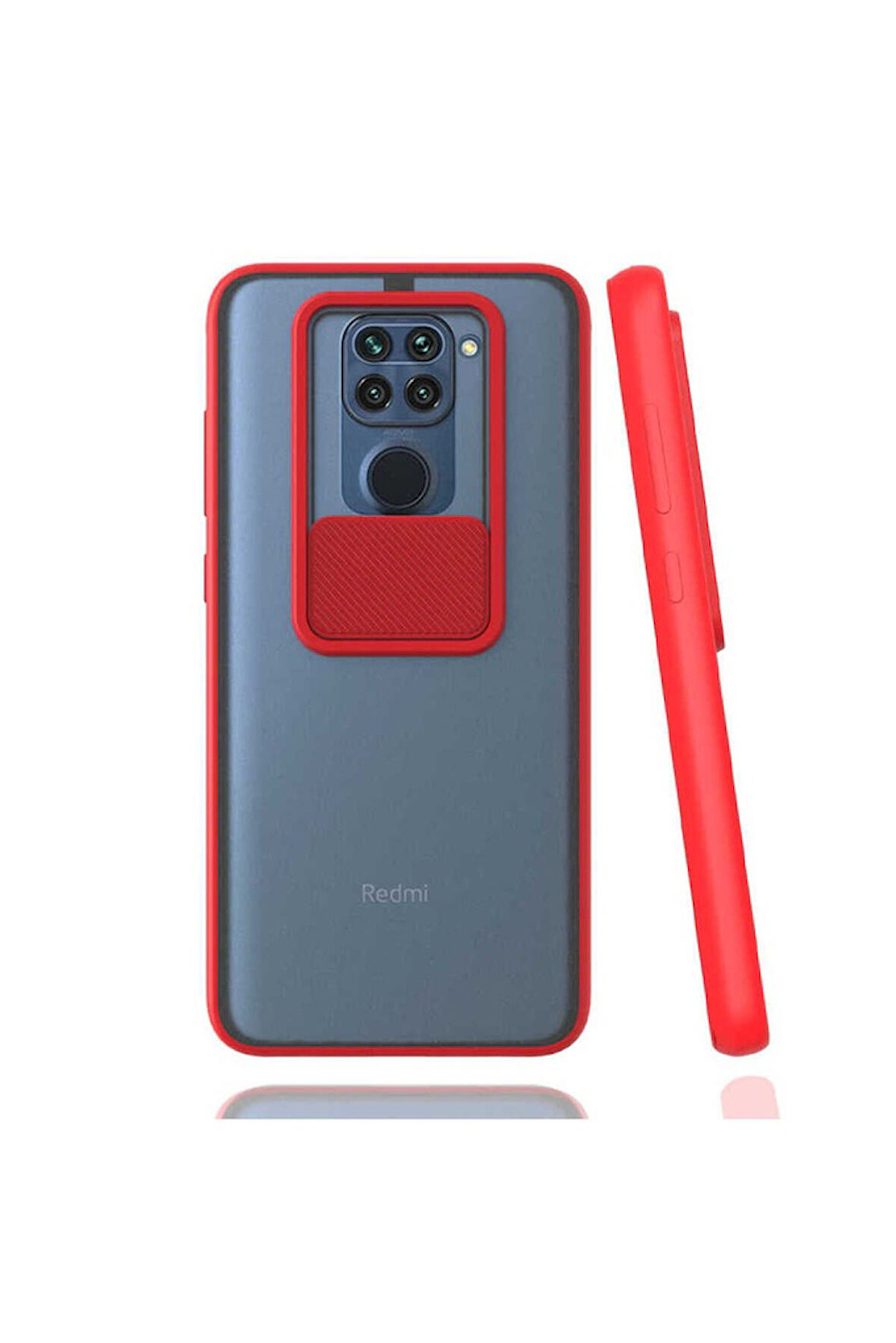 Xiaomi Redmi Note 9 Uyumlu Kılıf Zore Lensi Kapak Kırmızı