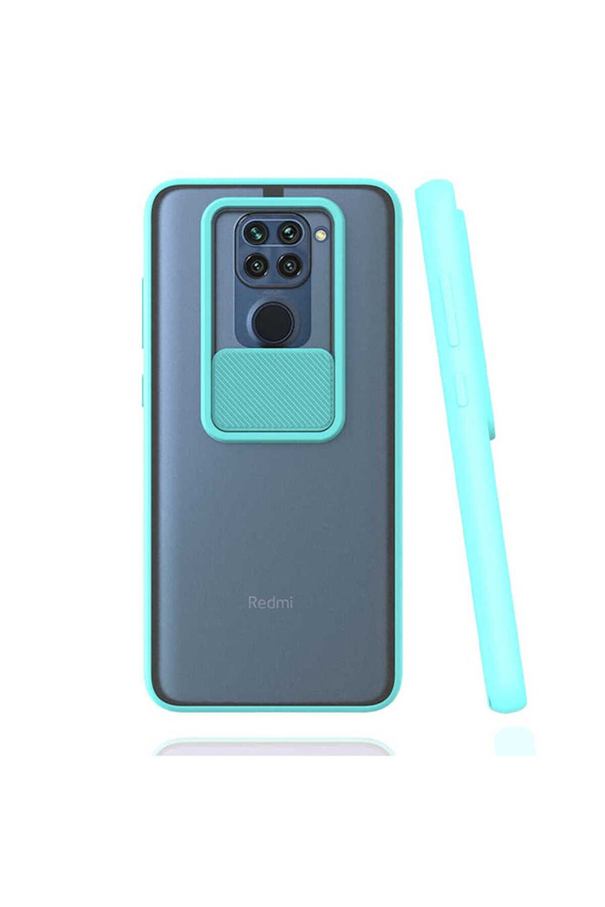 Xiaomi Redmi Note 9 Uyumlu Kılıf Zore Lensi Kapak Turkuaz