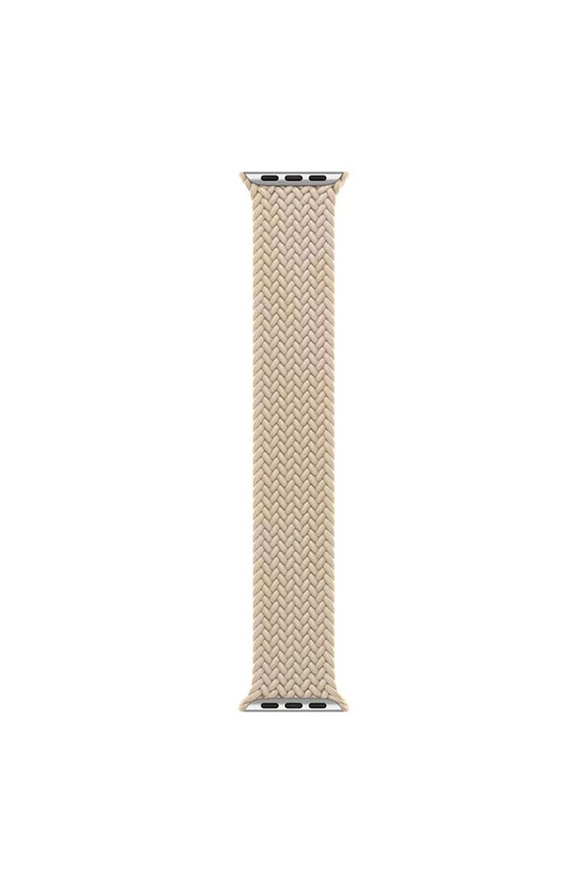 Apple Watch 38mm Uyumlu Kordon Hasır Örgü Esnek KRD-32 Medium Kayış Gold