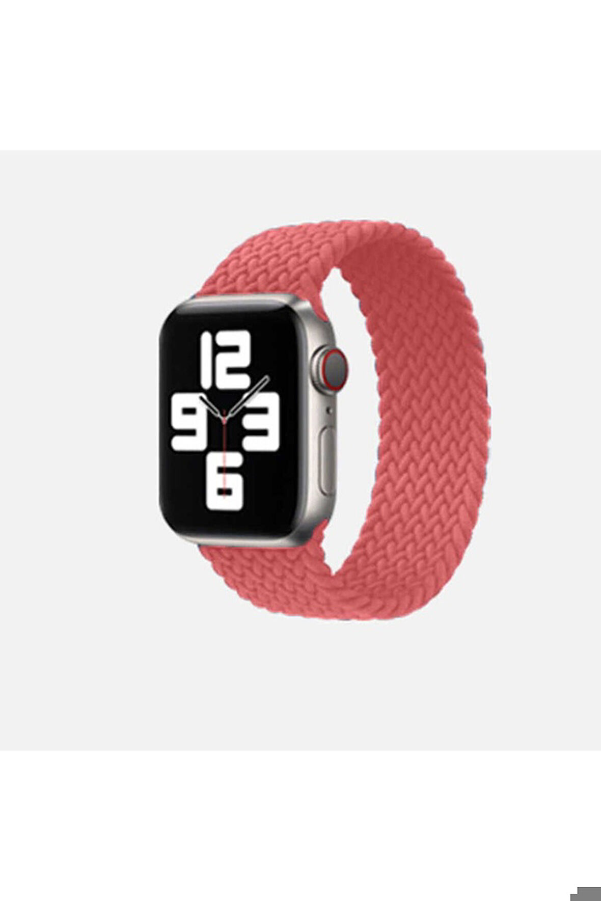 Apple Watch 42mm Uyumlu Kordon Hasır Örgü Esnek KRD-32 Large Kayış Pembe