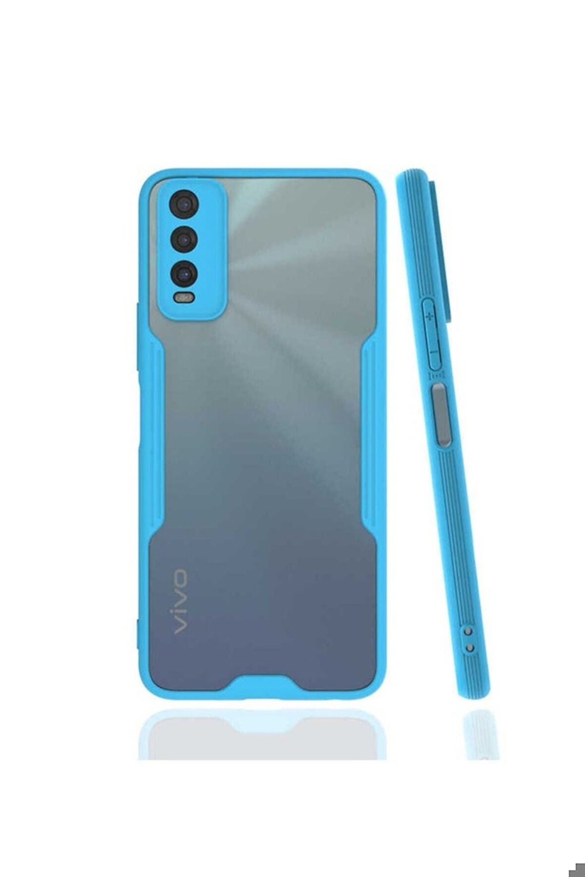 Vivo Y20S Uyumlu Kılıf Zore Parfe Kapak Mavi