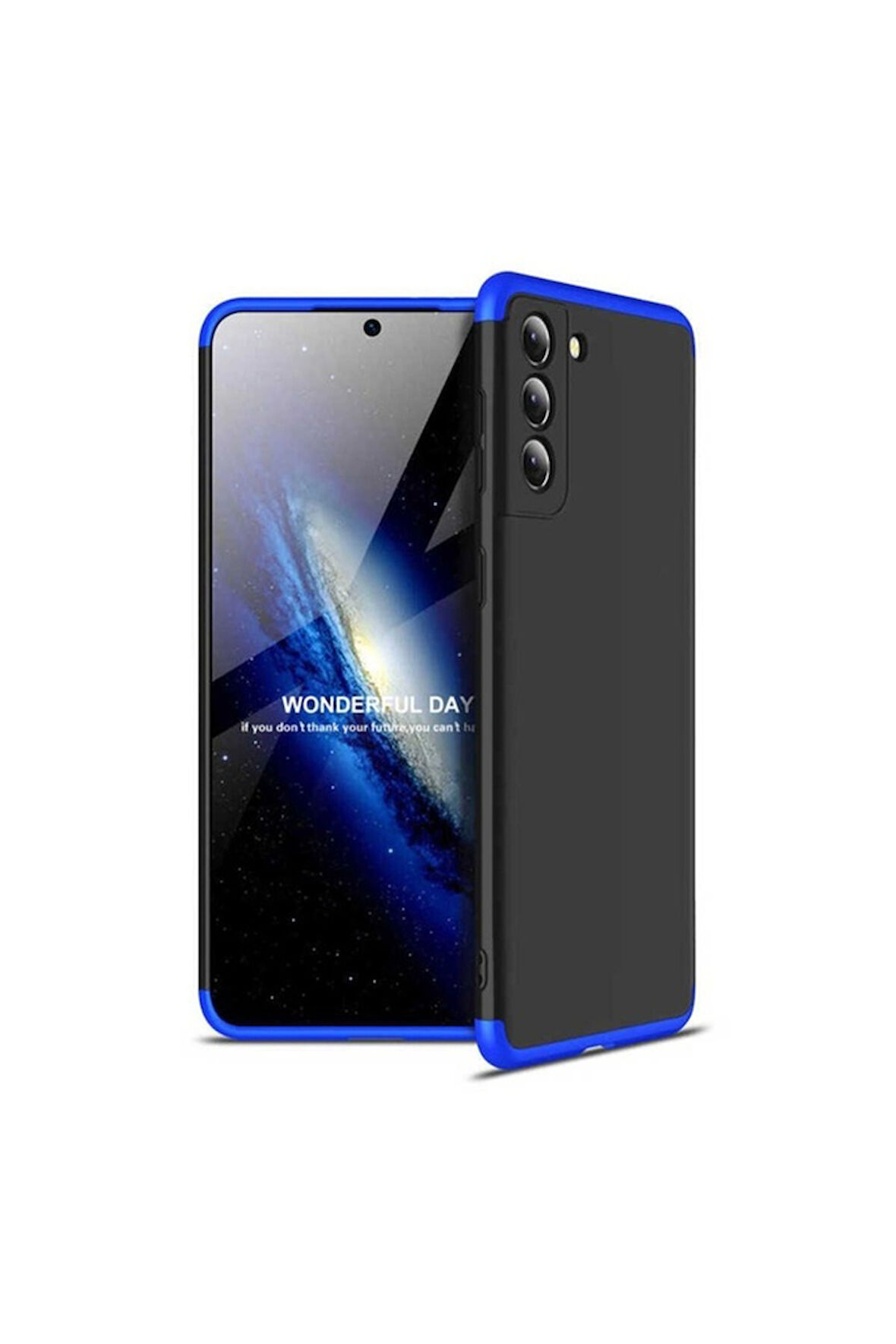 Samsung Galaxy S21 Uyumlu Kılıf Zore Ays Kapak Siyah-Mavi