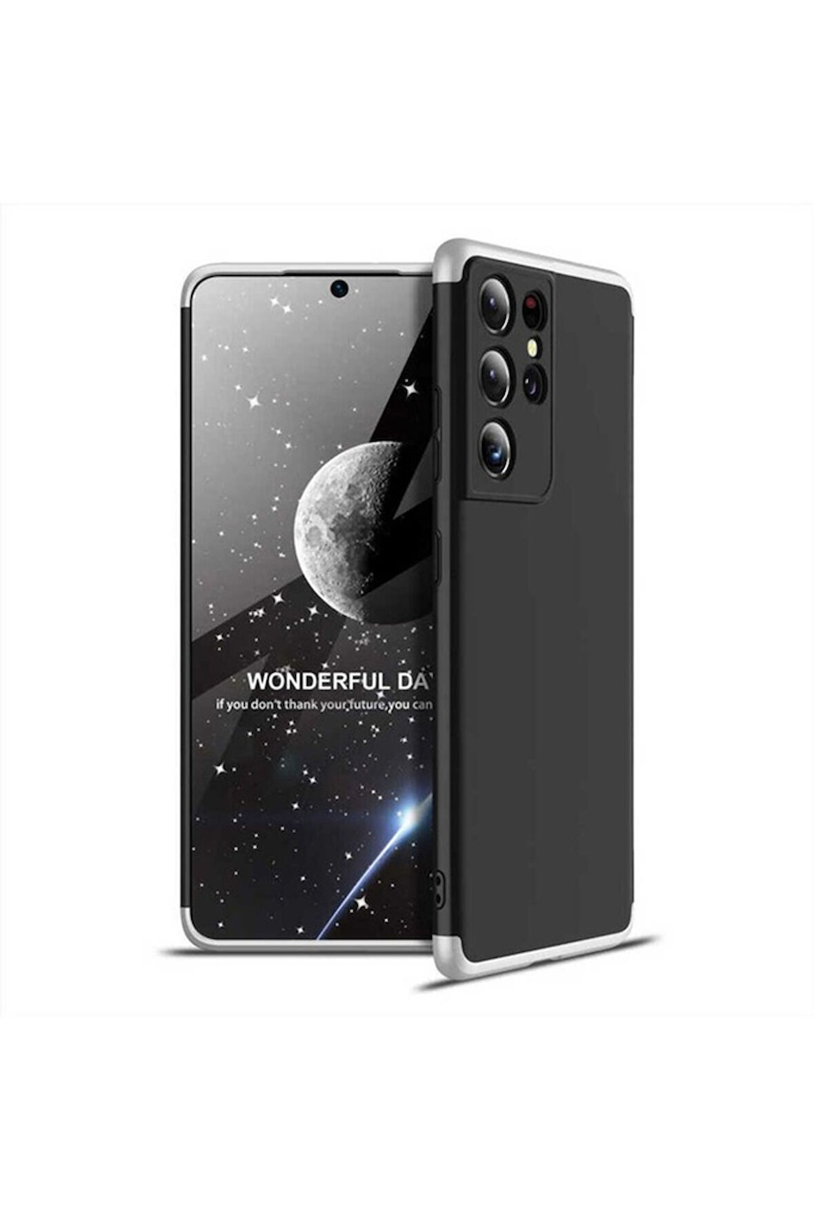 Samsung Galaxy S21 Ultra Uyumlu Kılıf Zore Ays Kapak Siyah-Gri