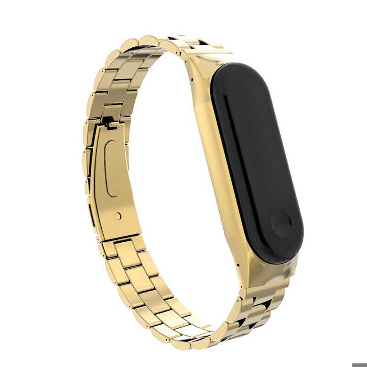 Xiaomi Mi Band 6 Uyumlu Kordon Paslanmaz Metal Baklalı Tasarım KRD-04 Kayış Gold