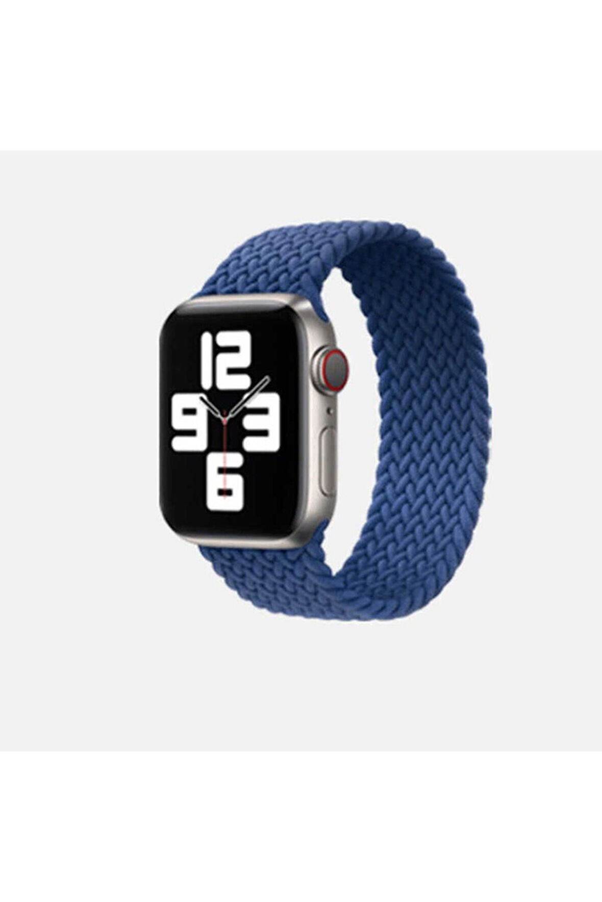 Apple Watch 44mm Uyumlu Kordon Hasır Örgü Esnek KRD-32 Small Kayış Mavi