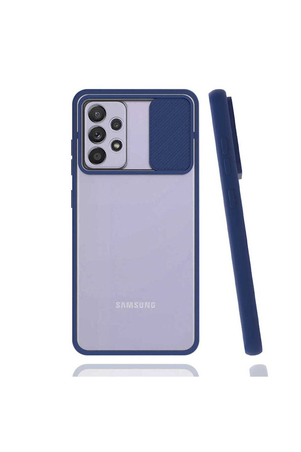 Samsung Galaxy A52 Uyumlu Kılıf Zore Lensi Kapak Lacivert