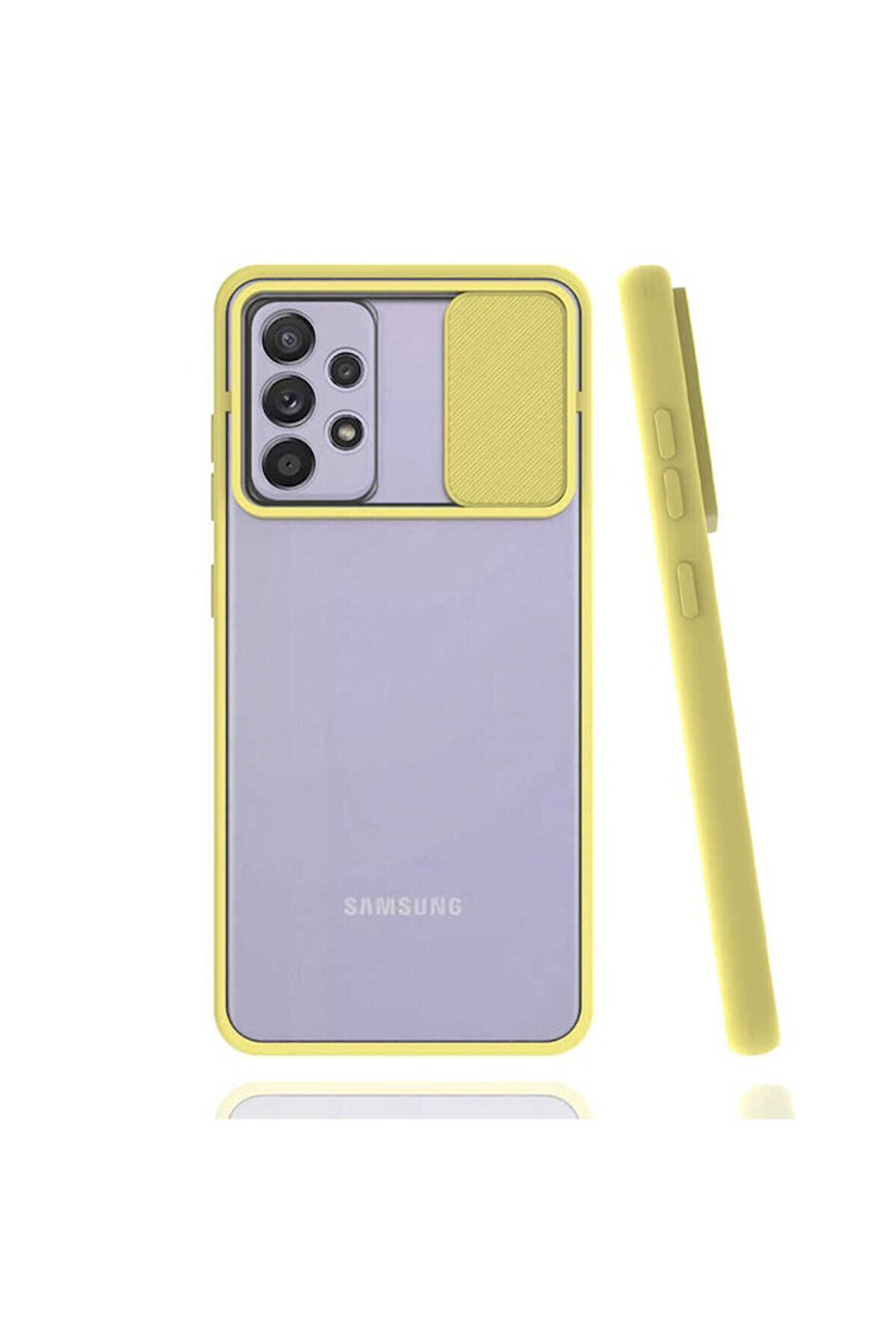 Samsung Galaxy A52 Uyumlu Kılıf Zore Lensi Kapak Sarı