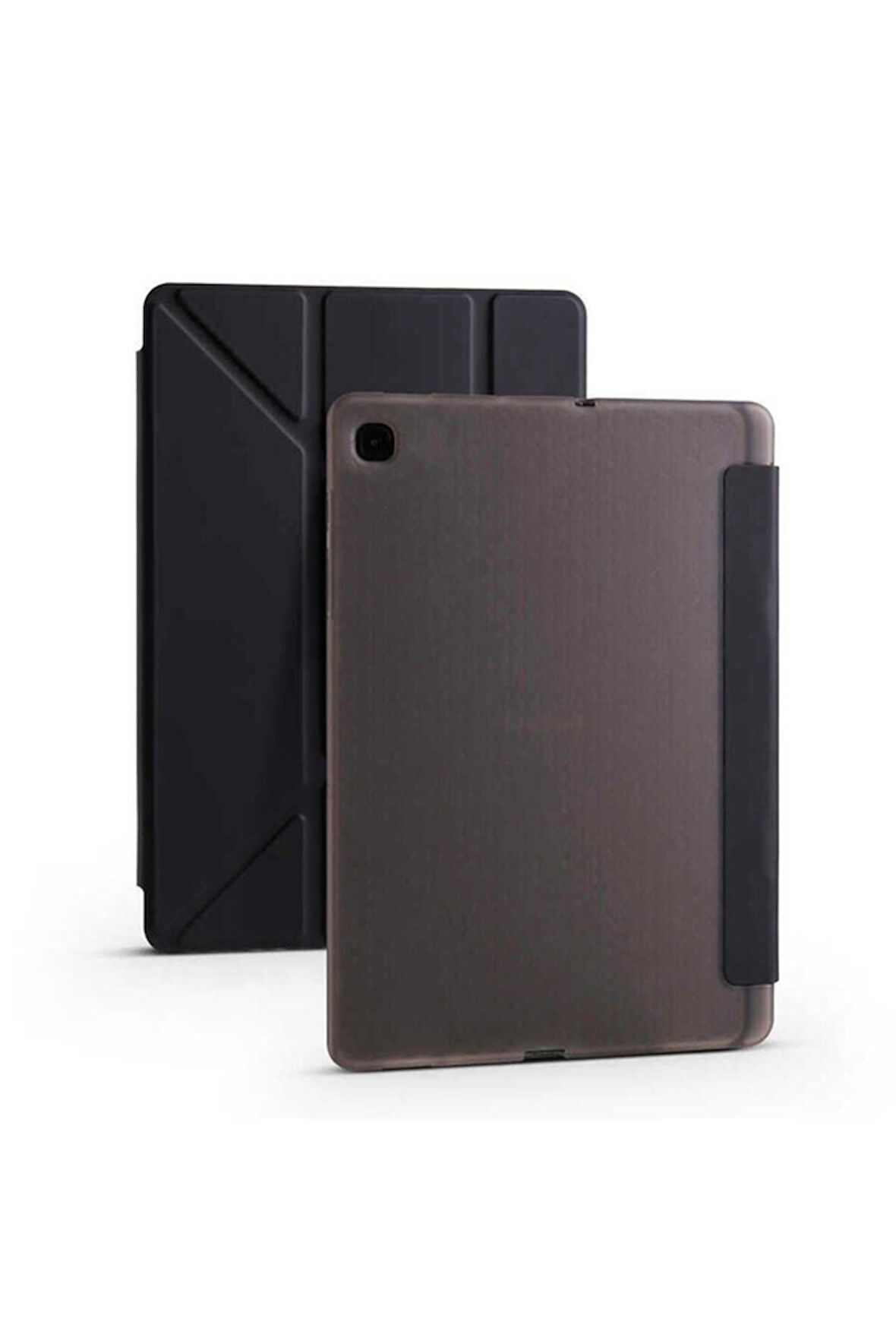Samsung Galaxy Tab A7 10.4 T500 2020 Uyumlu Kılıf Zore Tri Folding Kalem Bölmeli Standlı Kılıf Siyah