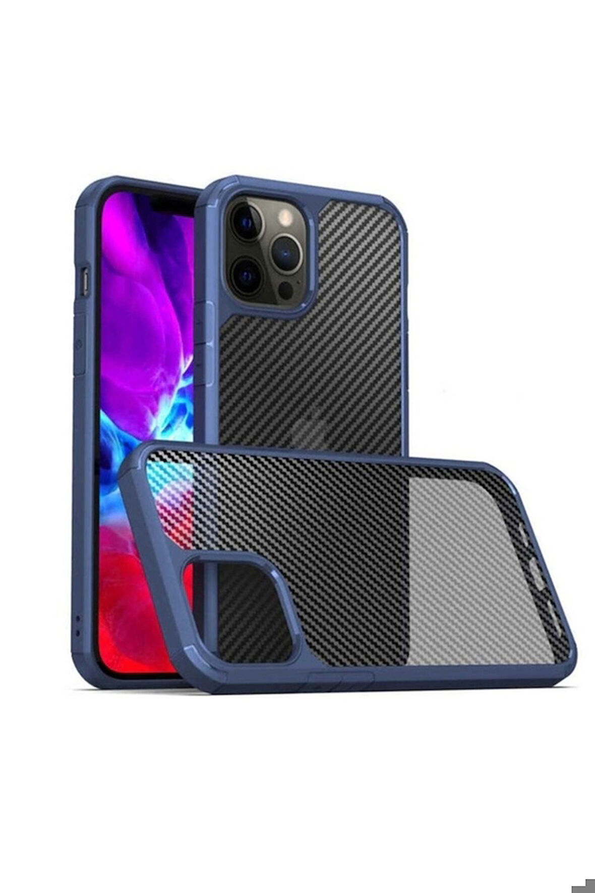 Apple iPhone 12 Pro Max Uyumlu Kılıf Zore İnoks Kapak Mavi