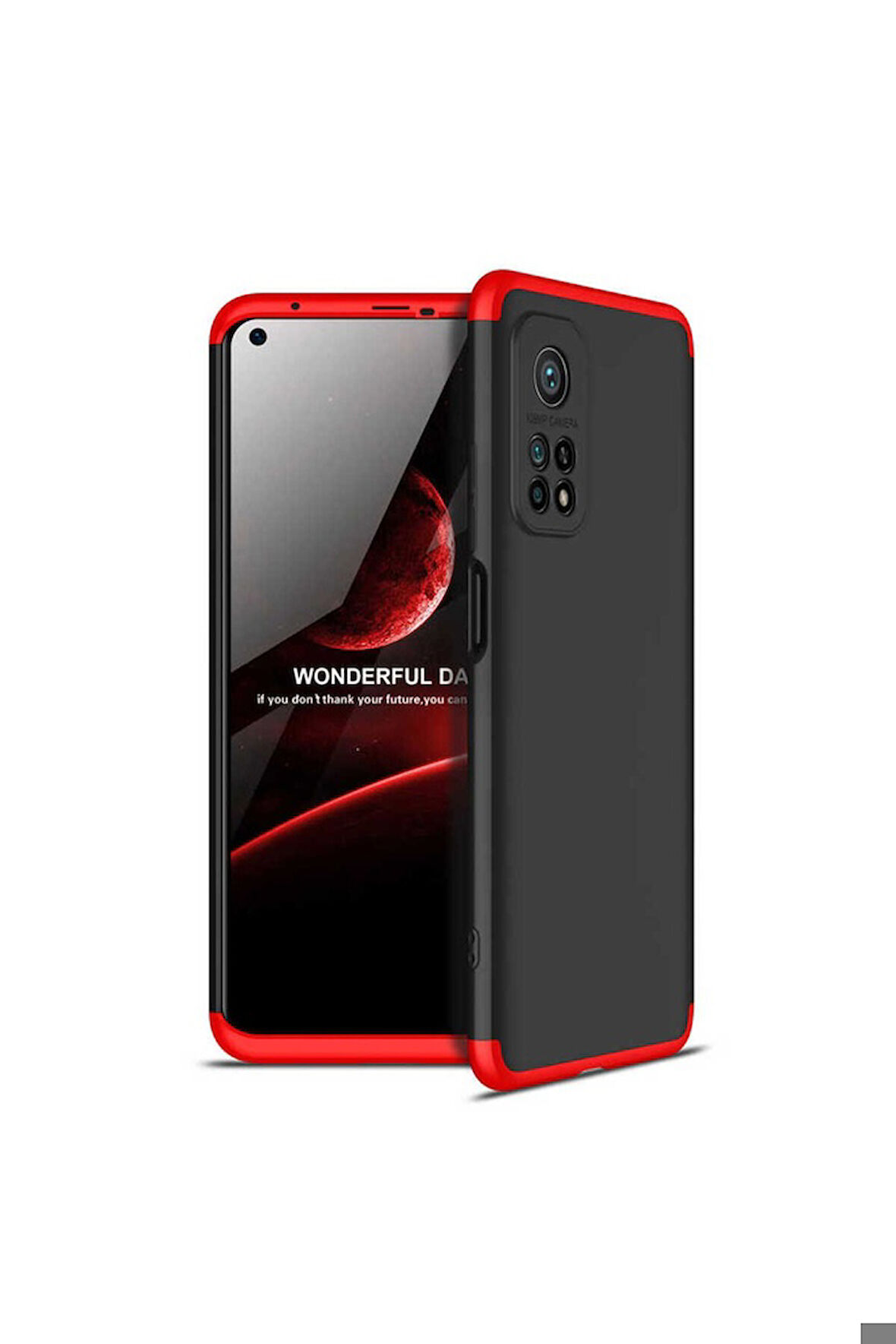 Xiaomi Mi 10T 5G Uyumlu Kılıf Zore Ays Kapak Siyah-Kırmızı