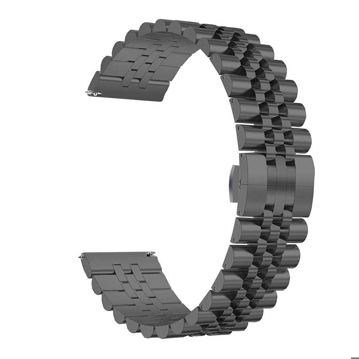 Huawei GT2 46mm 22mm Uyumlu Kordon Paslanmaz Çelik Rolex Metal KRD-36 Kayış Siyah