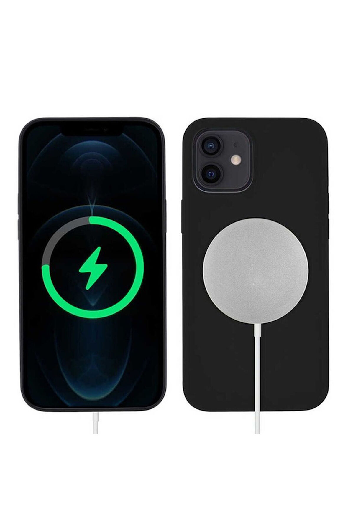 Apple iPhone 12 Uyumlu Kılıf Zore Silksafe Wireless Kapak Siyah